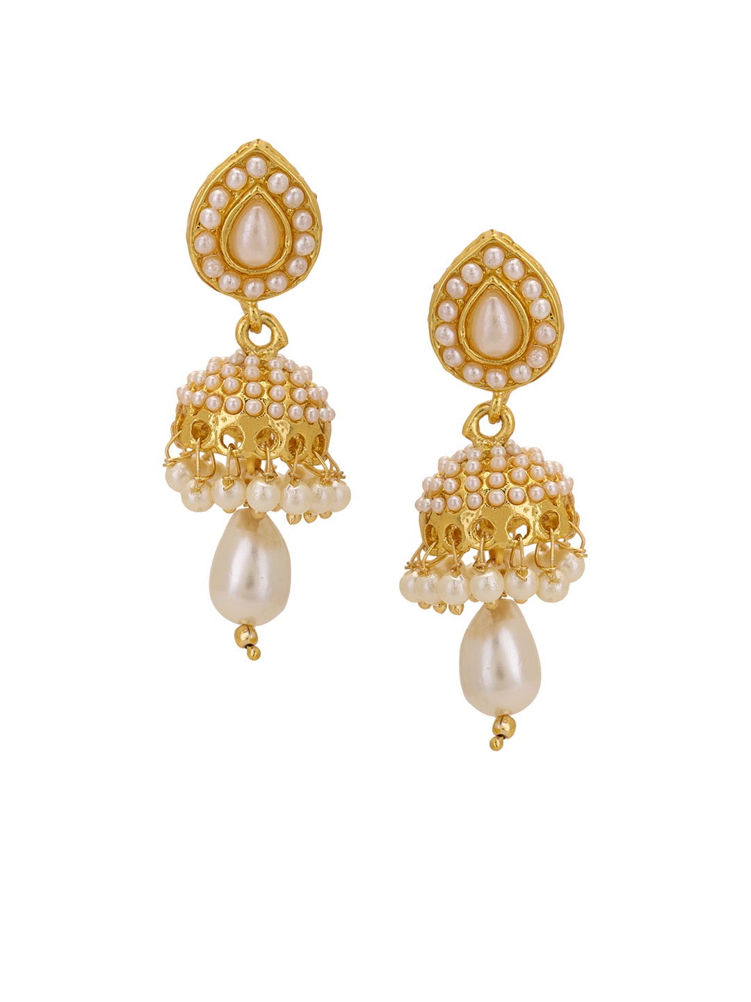 

Adwitiya Collection Gold-Plated Dome Shaped Jhumkas