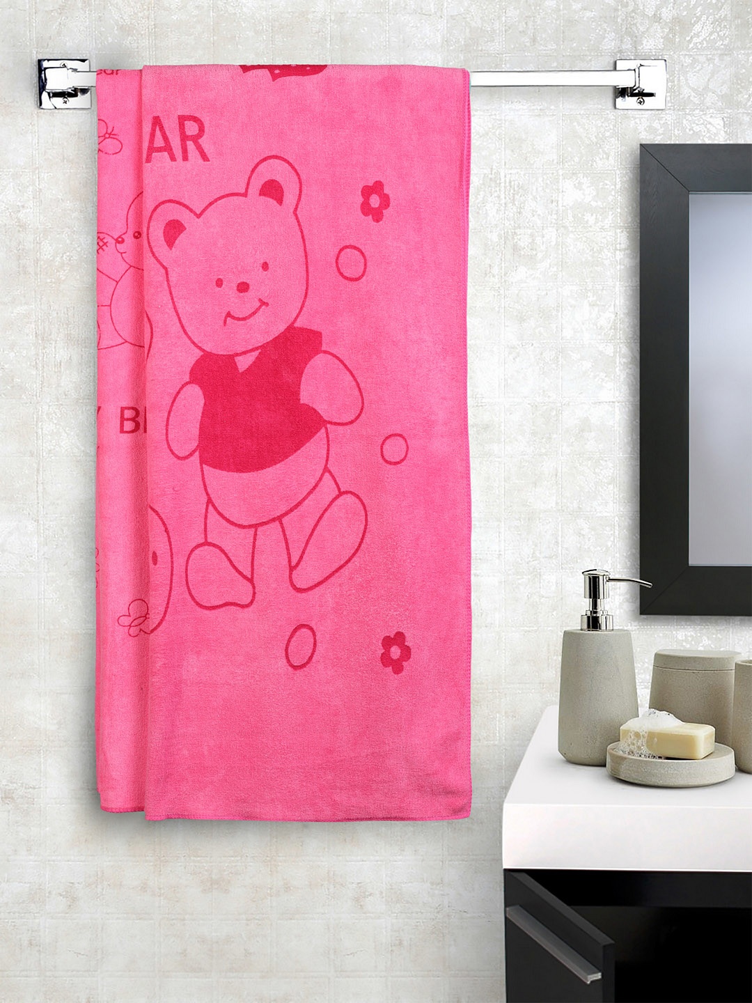 

Cortina Unisex Set of 2 Pink Printed 300 GSM Bath Towels