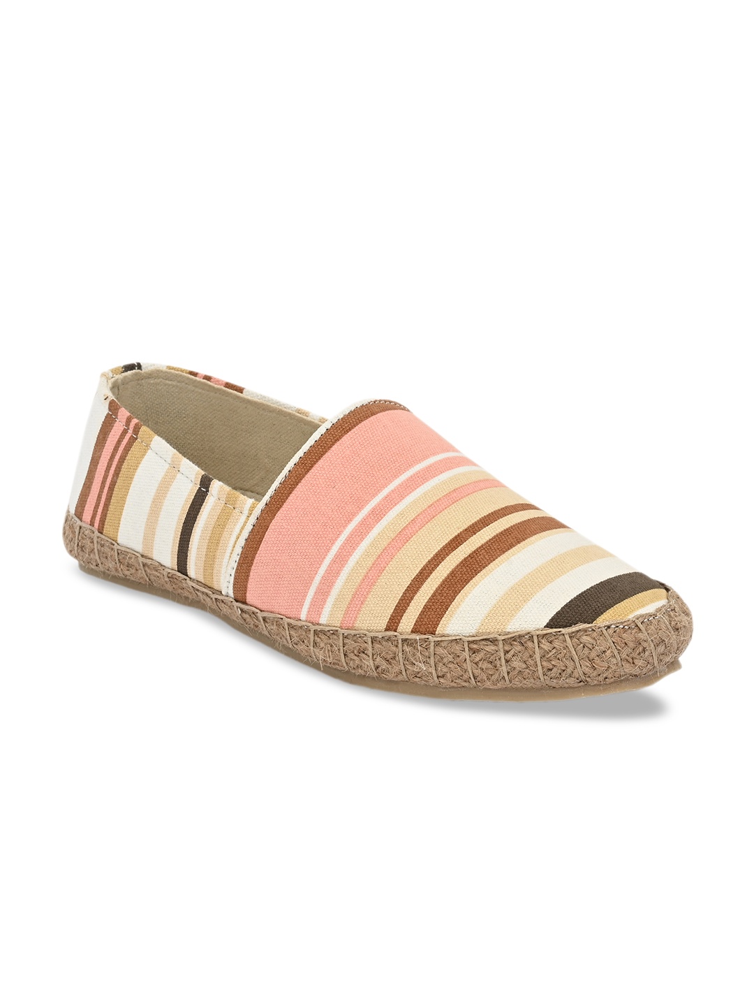 

SHENCES Men Pink Striped Espadrilles