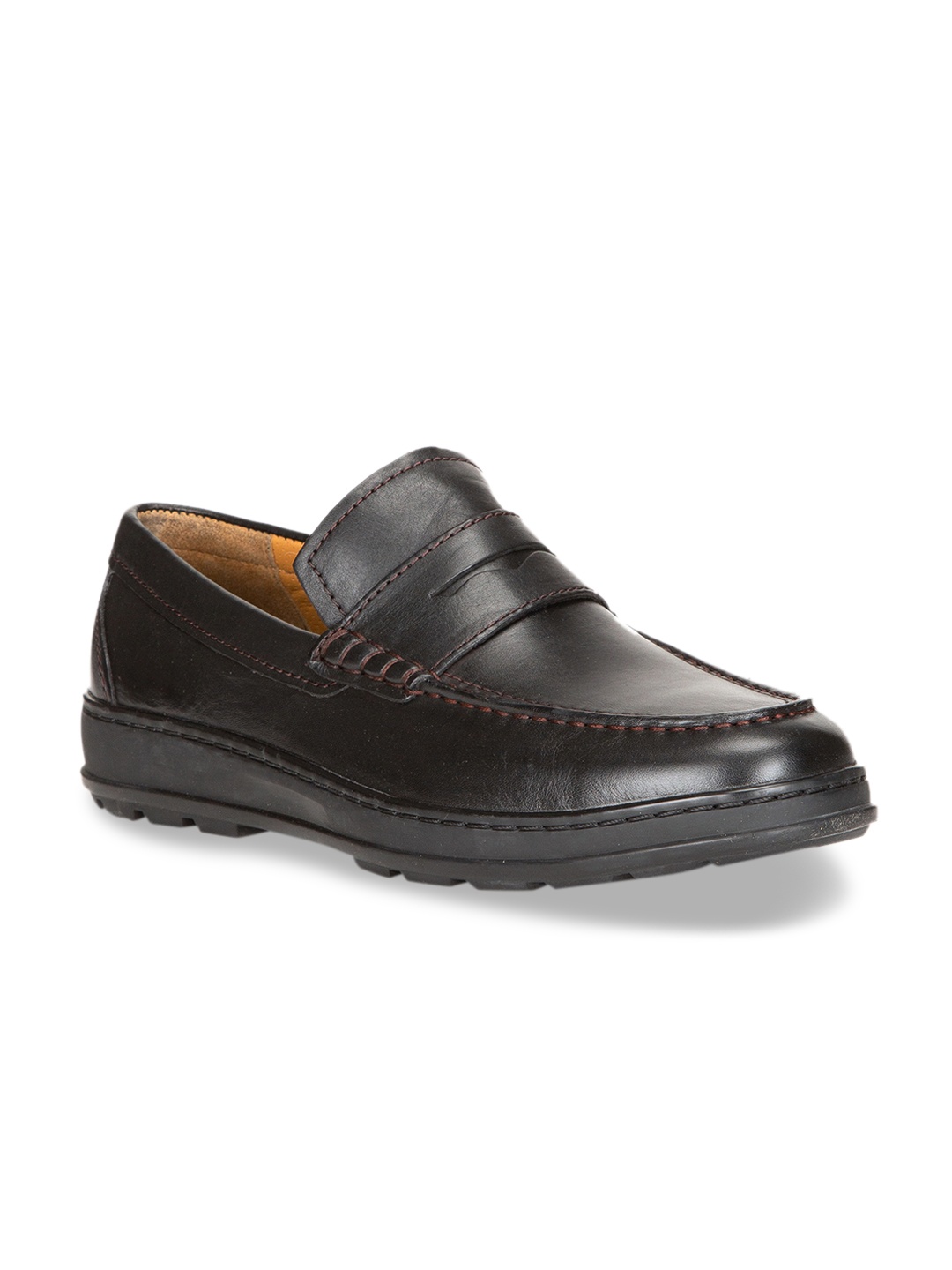 

Cole Haan Men Brown Leather Penny Loafers, Black