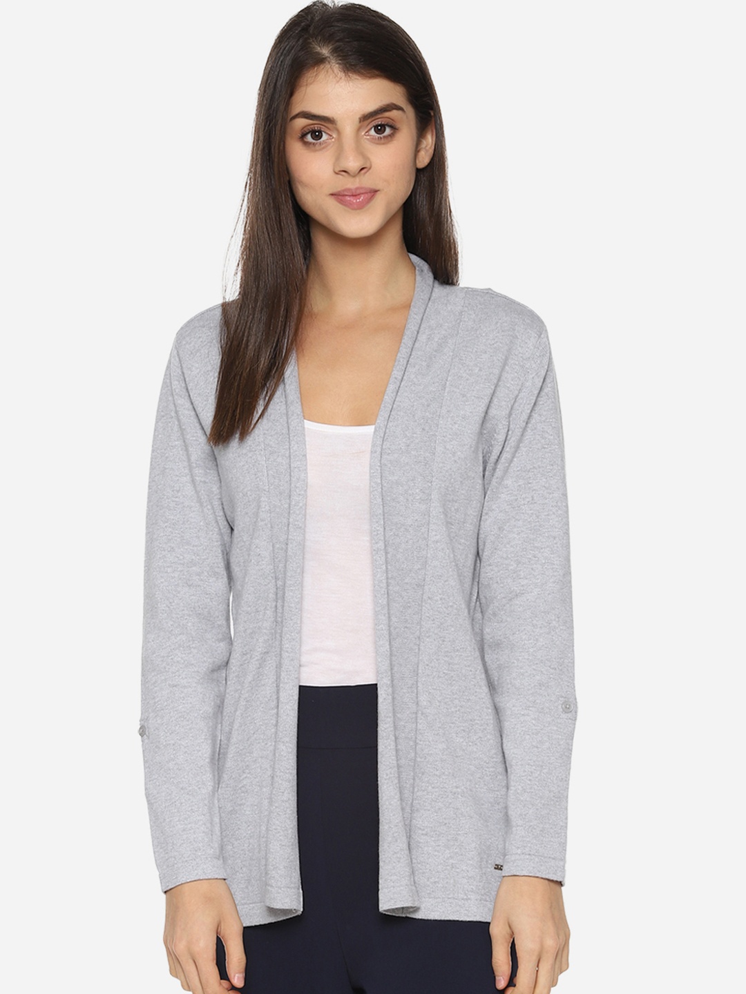 

Van Heusen Woman Grey Solid Open Front Shrug