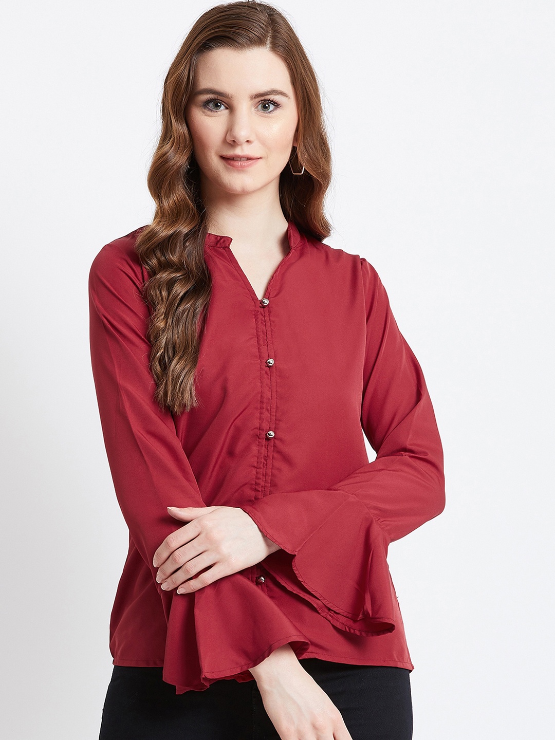 

AkaAyu Women Maroon Solid Top