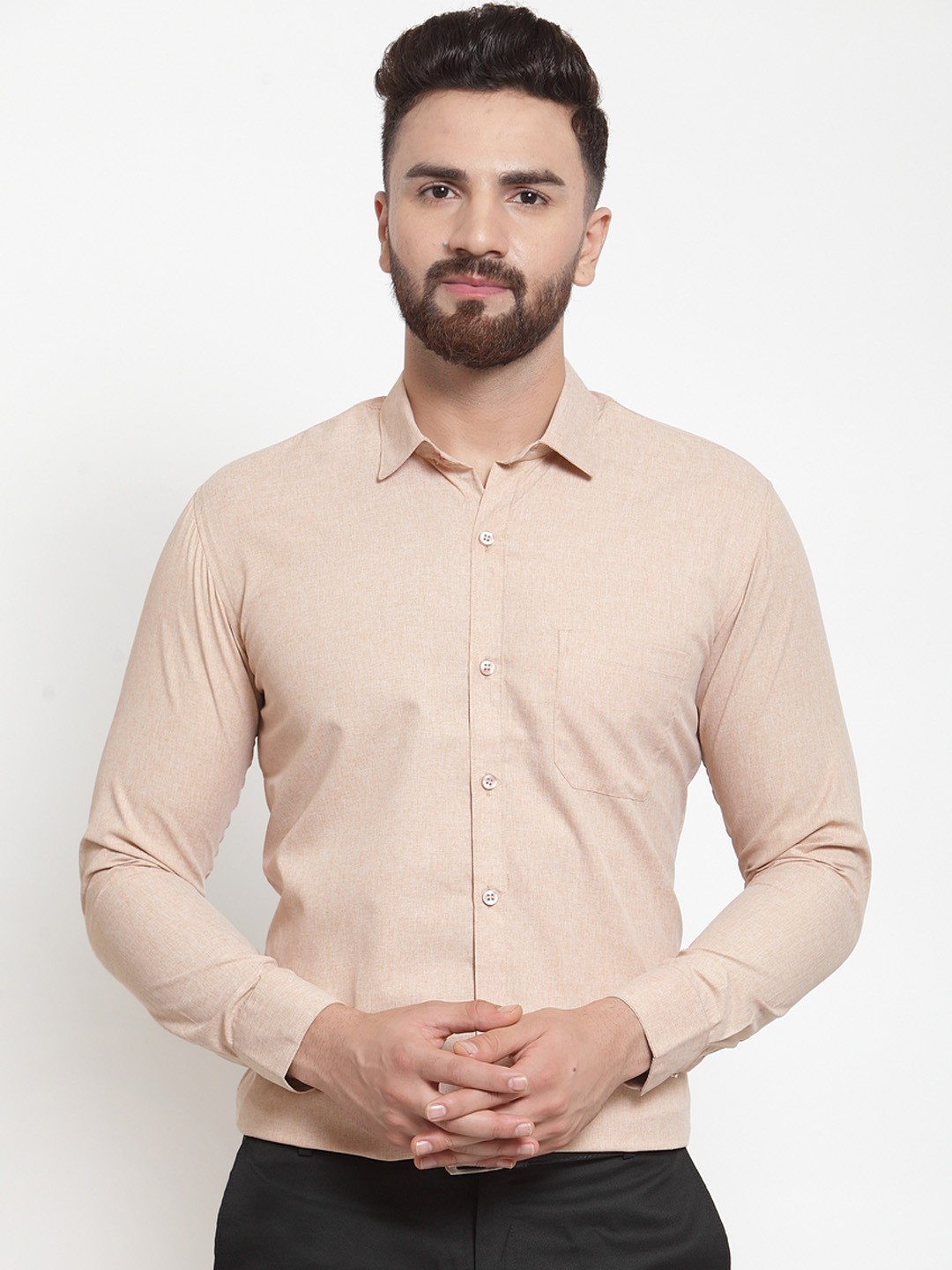 

JAINISH Men Brown Classic Regular Fit Solid Formal Shirt