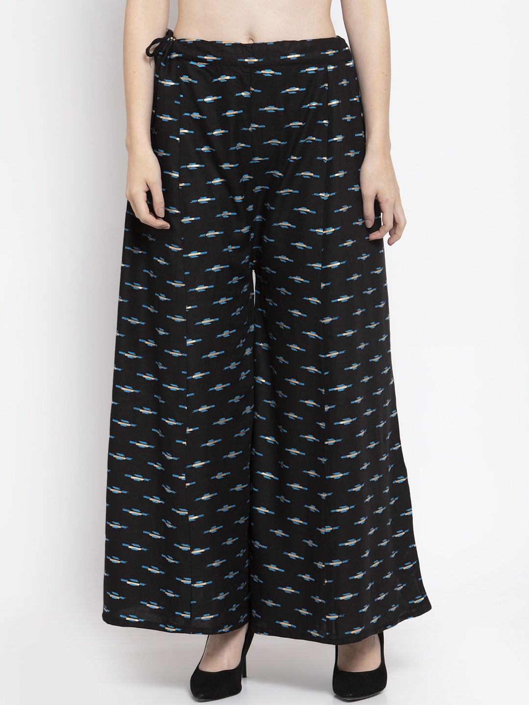 

Clora Creation Women Black & Grey Printed Wide Leg Palazzos