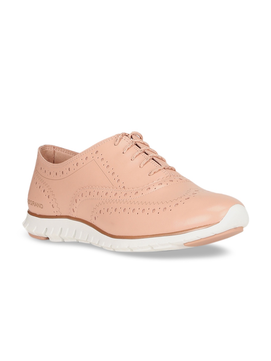 

Cole Haan Women Pink ZeroGrand Wingtip Leather Brogues