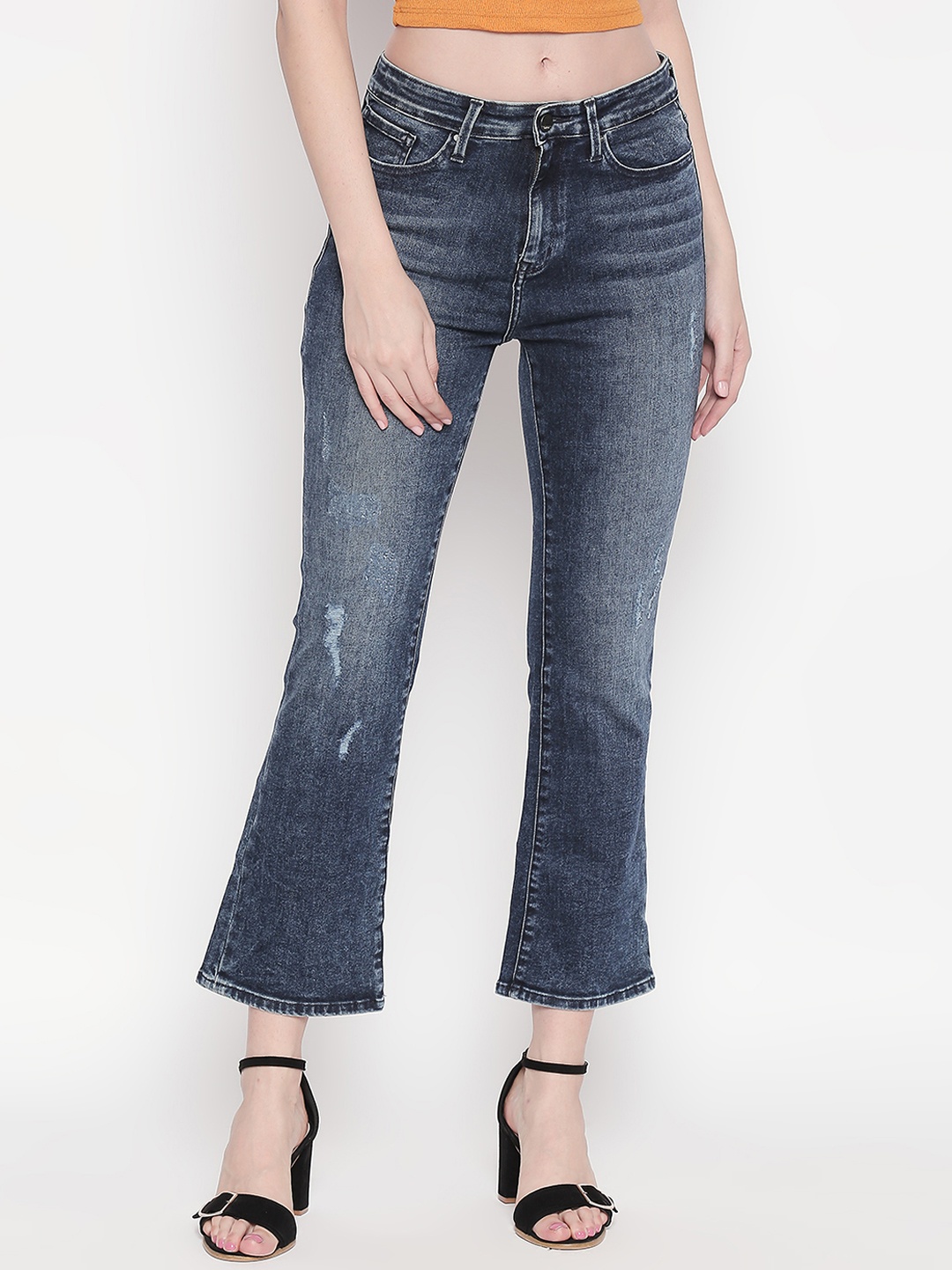 

SPYKAR Women Blue Bootcut High-Rise Low Distress Jeans