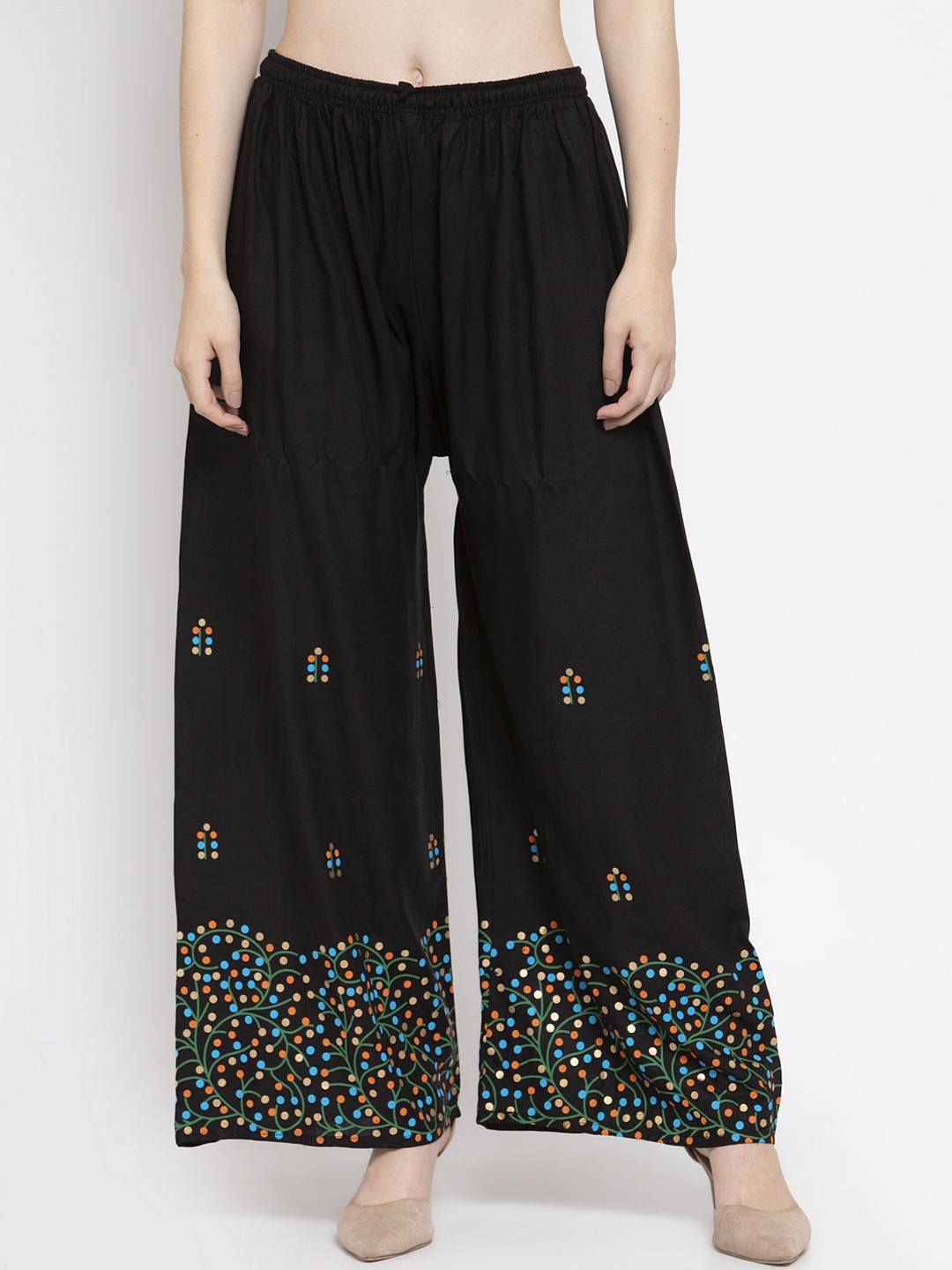 

Clora Creation Women Black Printed Wide Leg Palazzos