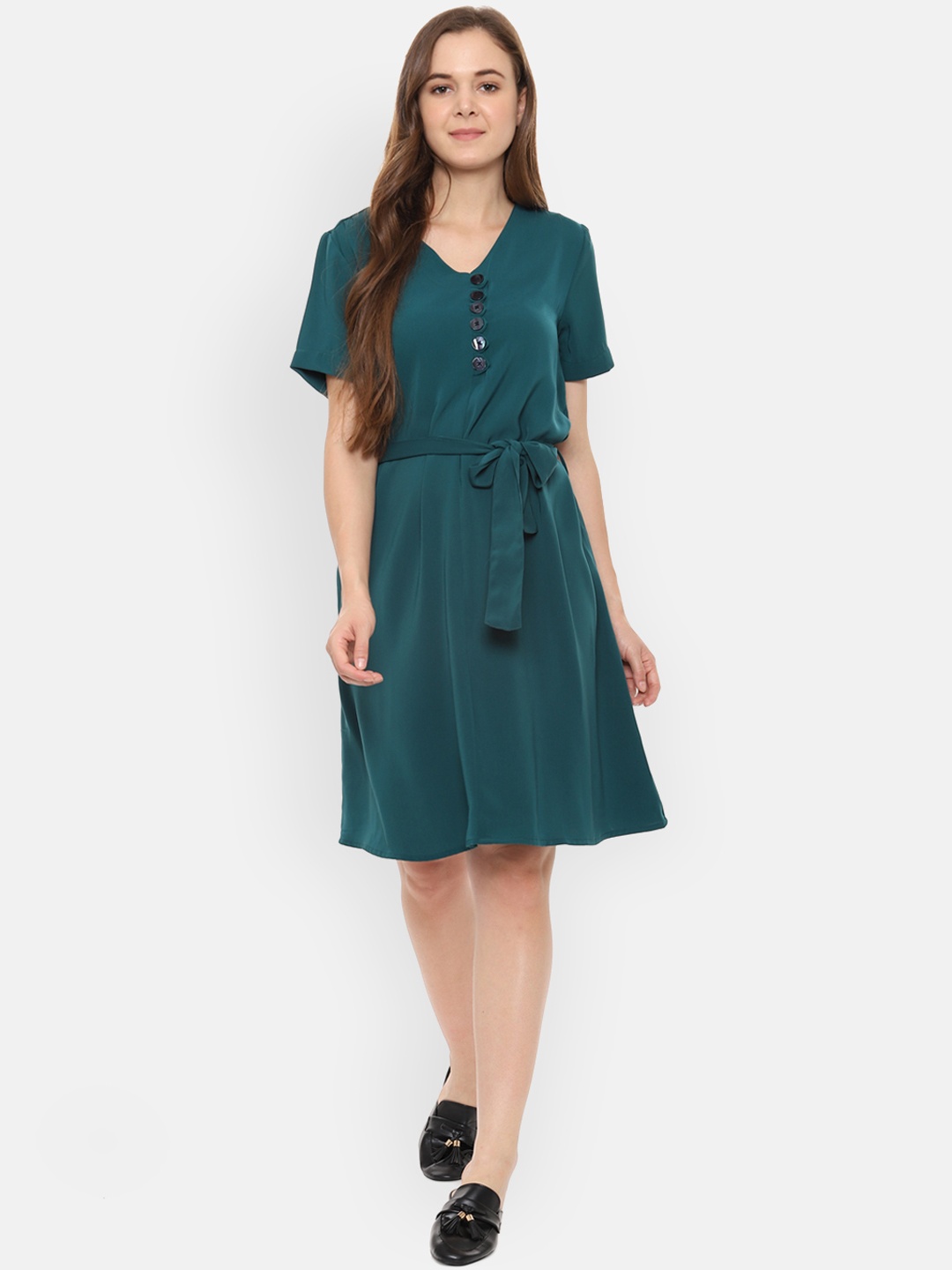 

Allen Solly Woman Women Green Solid Fit and Flare Dress