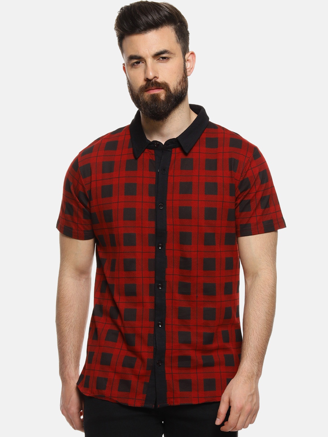 

Campus Sutra Men Red & Black Regular Fit Checked Casual Shirt