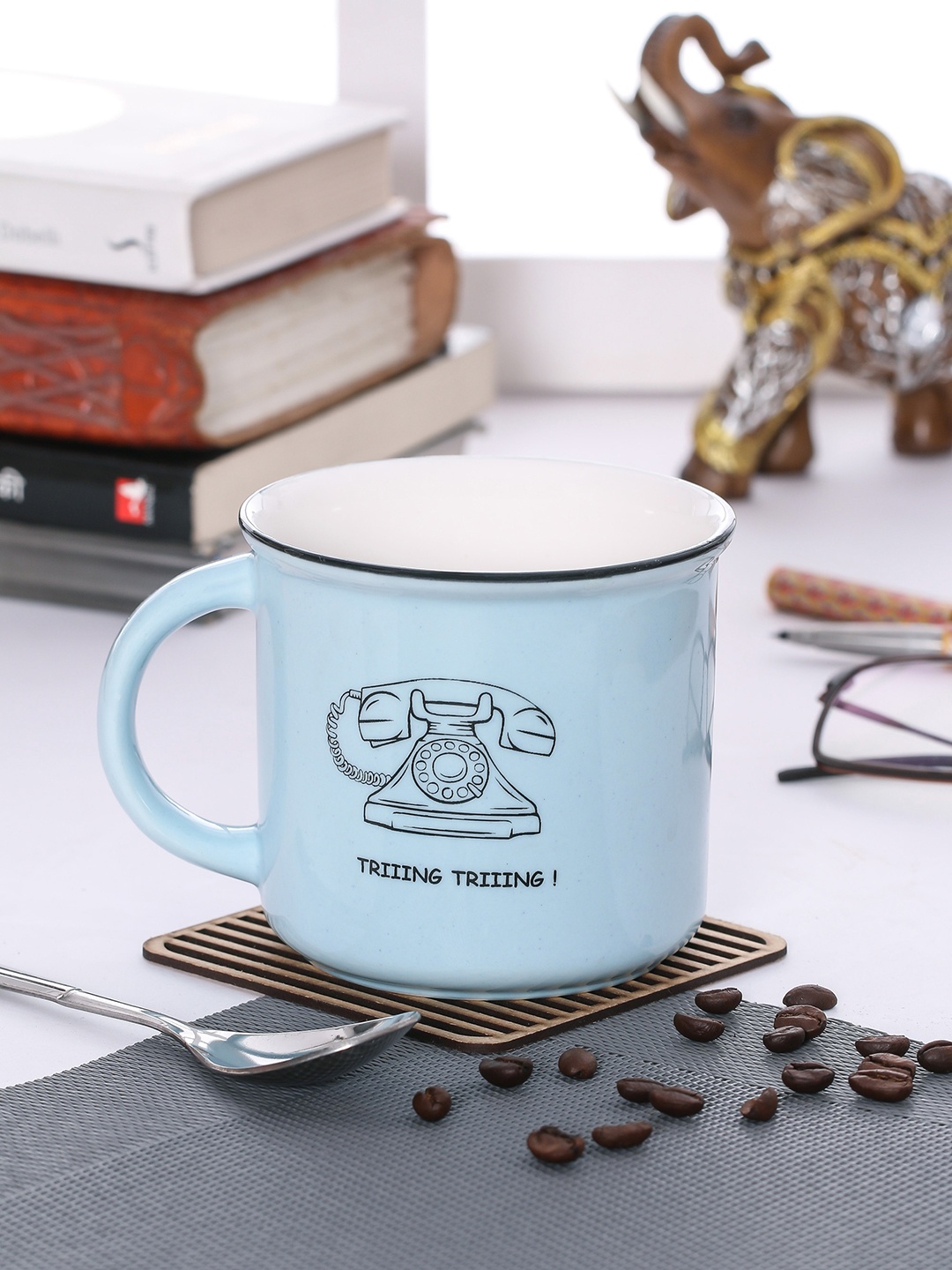 

JCPL Blue Printed Porcelain Big Milk Mug 350 ml