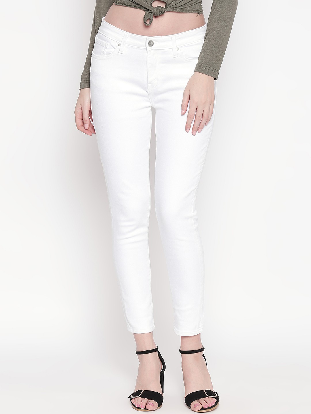

SPYKAR Women White Tapered Fit Mid-Rise Clean Look Jeans