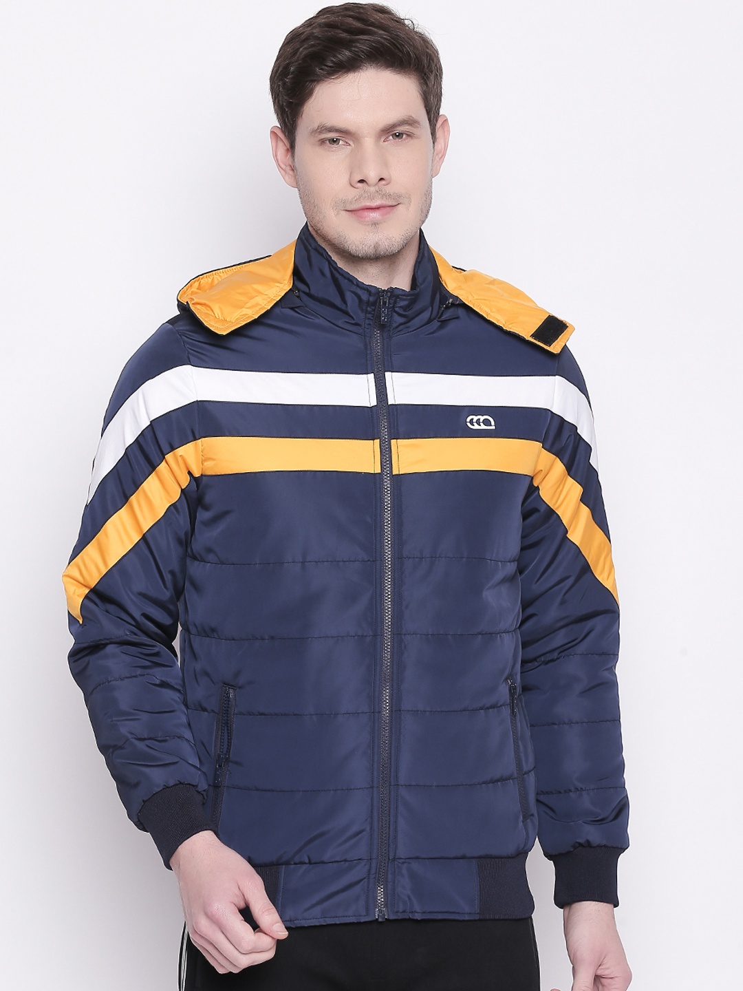 

Ajile by Pantaloons Men Blue Striped Padded Jacket