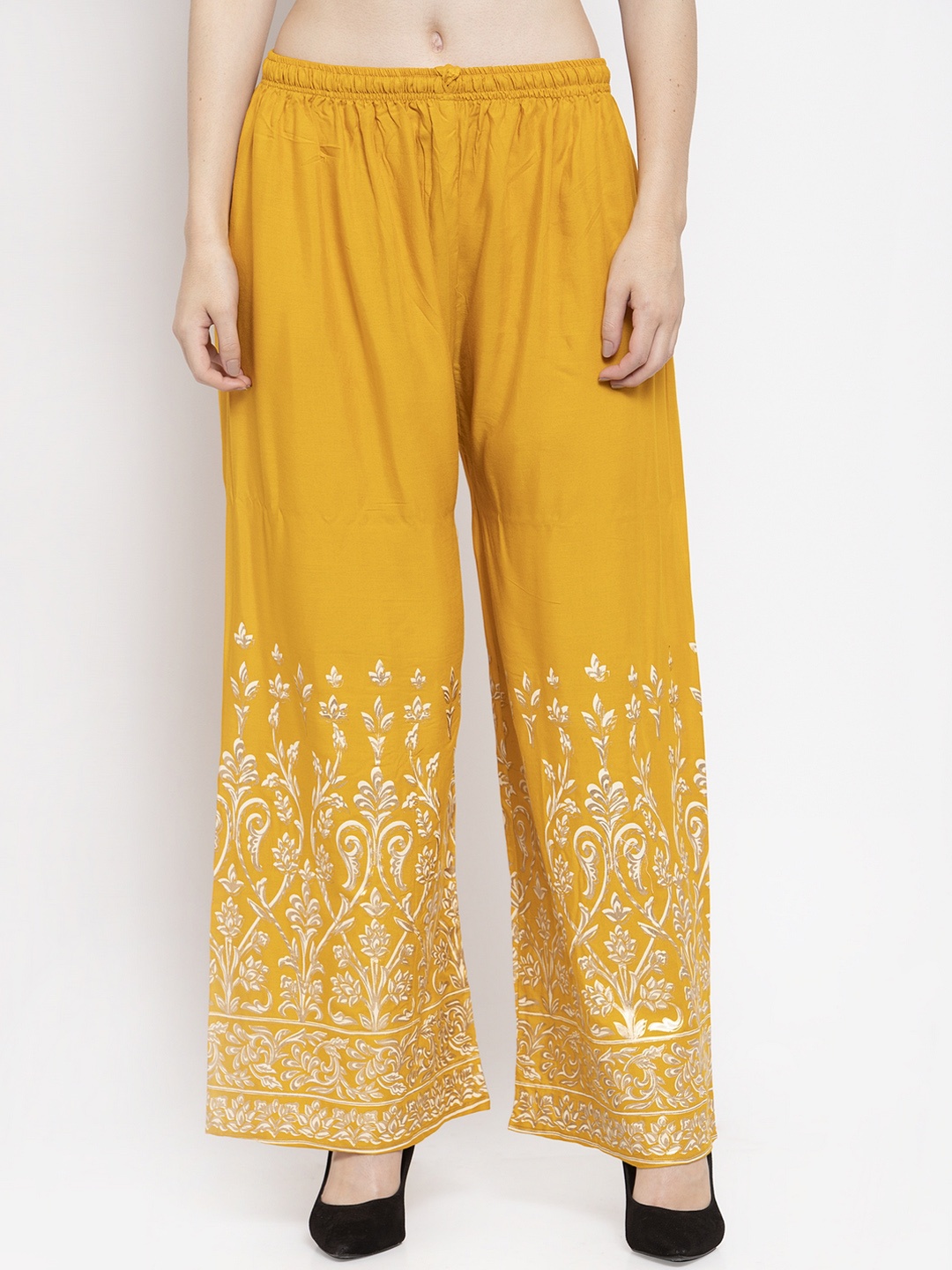 

Clora Creation Women Mustard Yellow Printed Wide Leg Palazzos