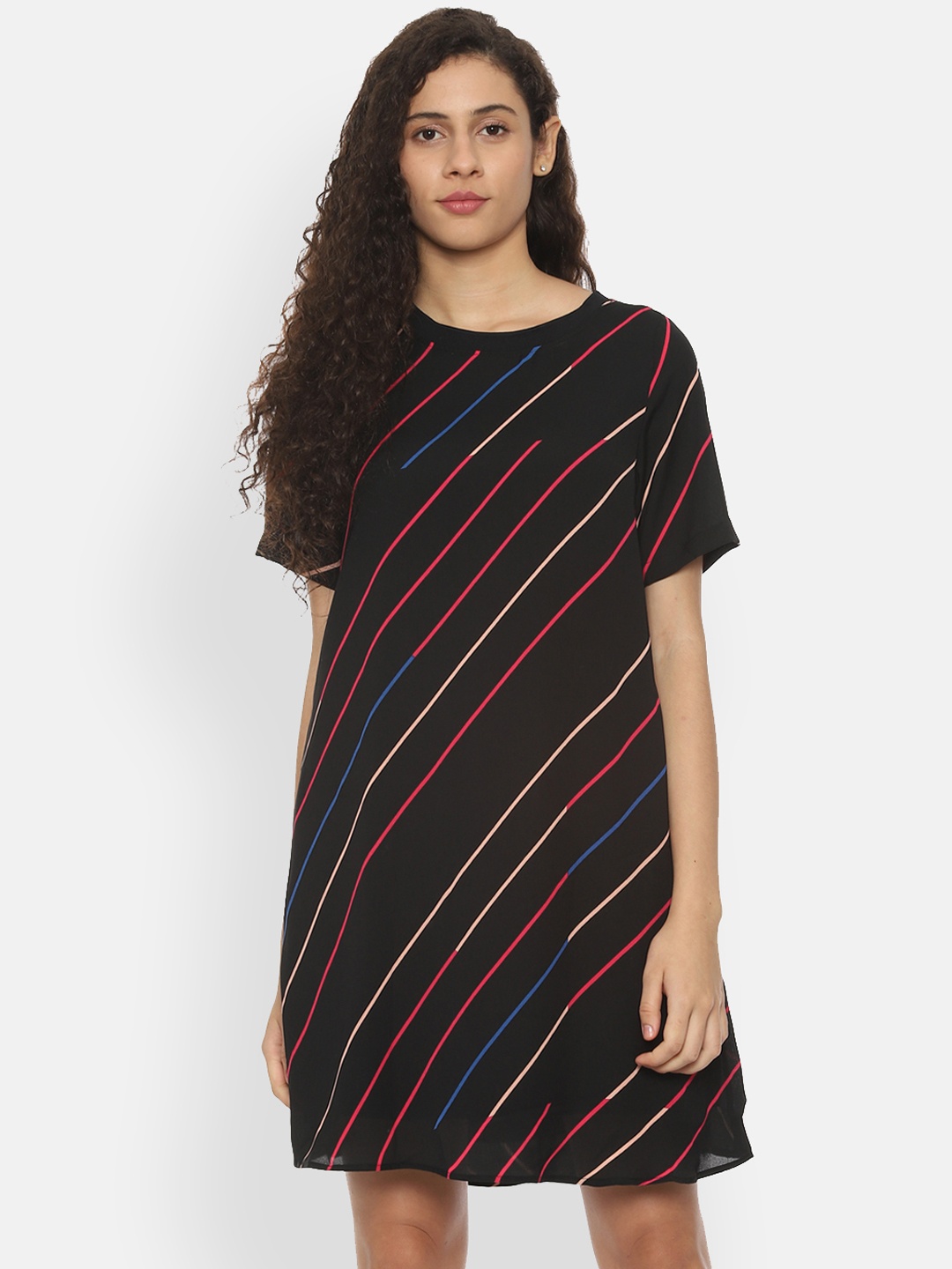 

Allen Solly Woman Women Black Striped A-Line Dress