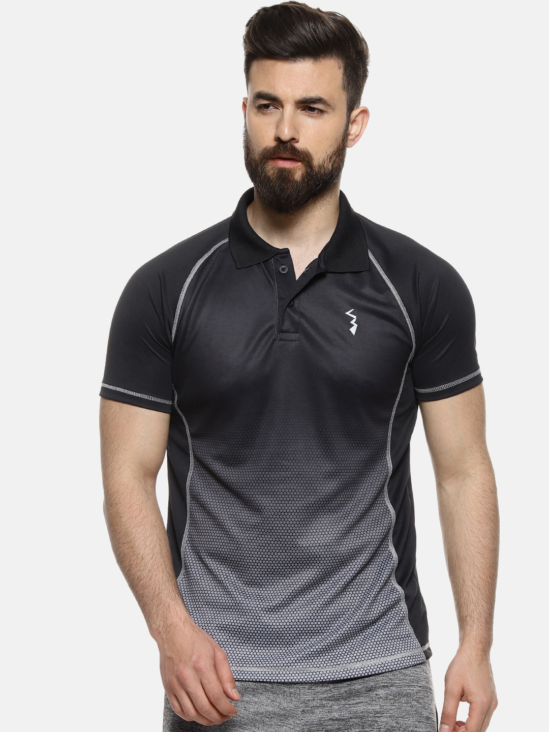 

Campus Sutra Men Black Colourblocked Polo Collar T-shirt