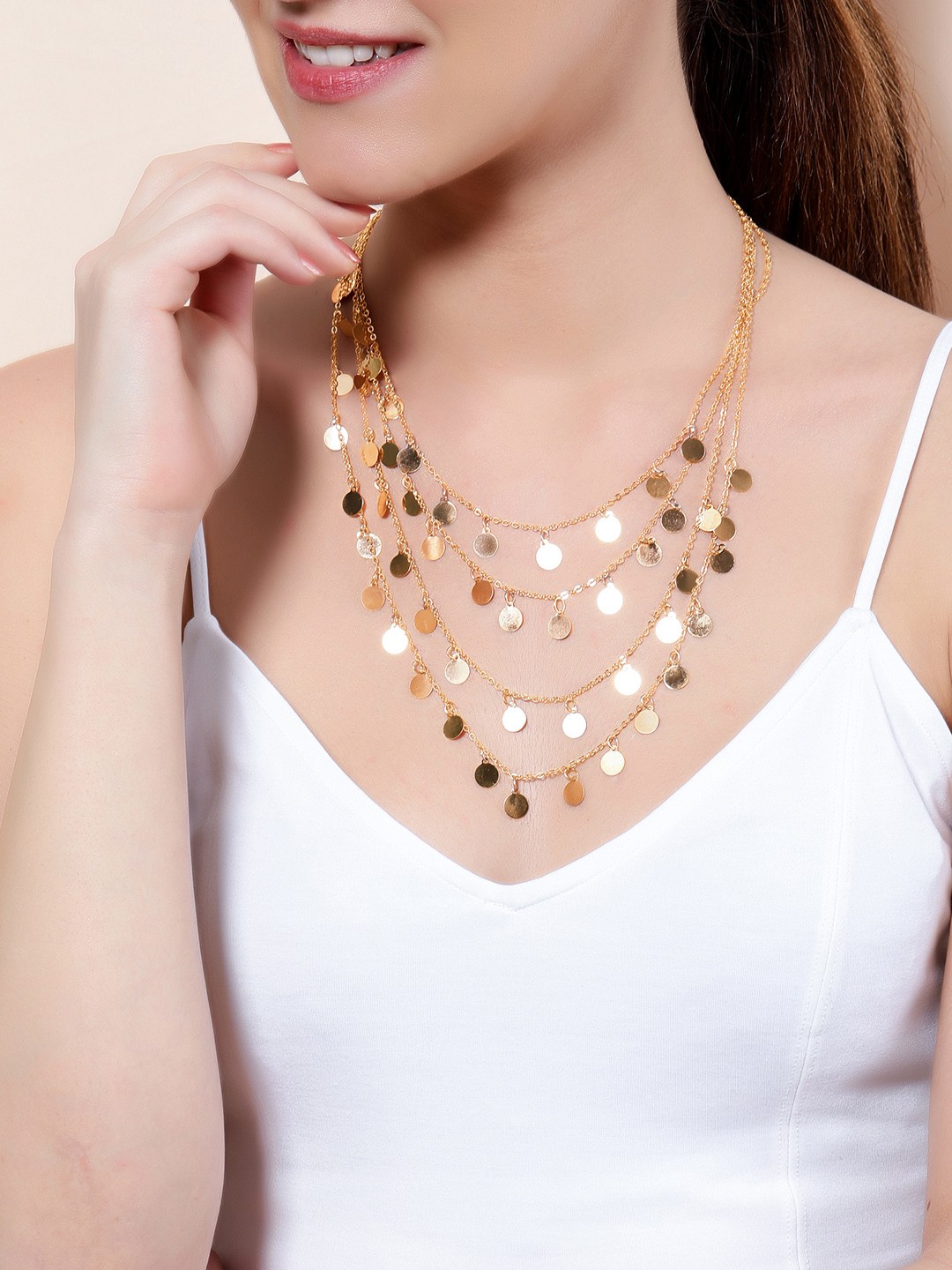 

Rubans Women Gold-Plated Handcrafted Multi Layered Necklace