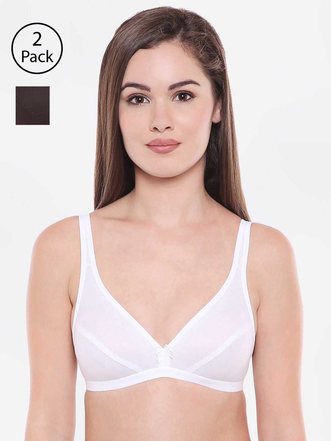 

Bodycare Pack of 2 Solid Non-Wired Non Padded Everyday Bras 1512BW, Black