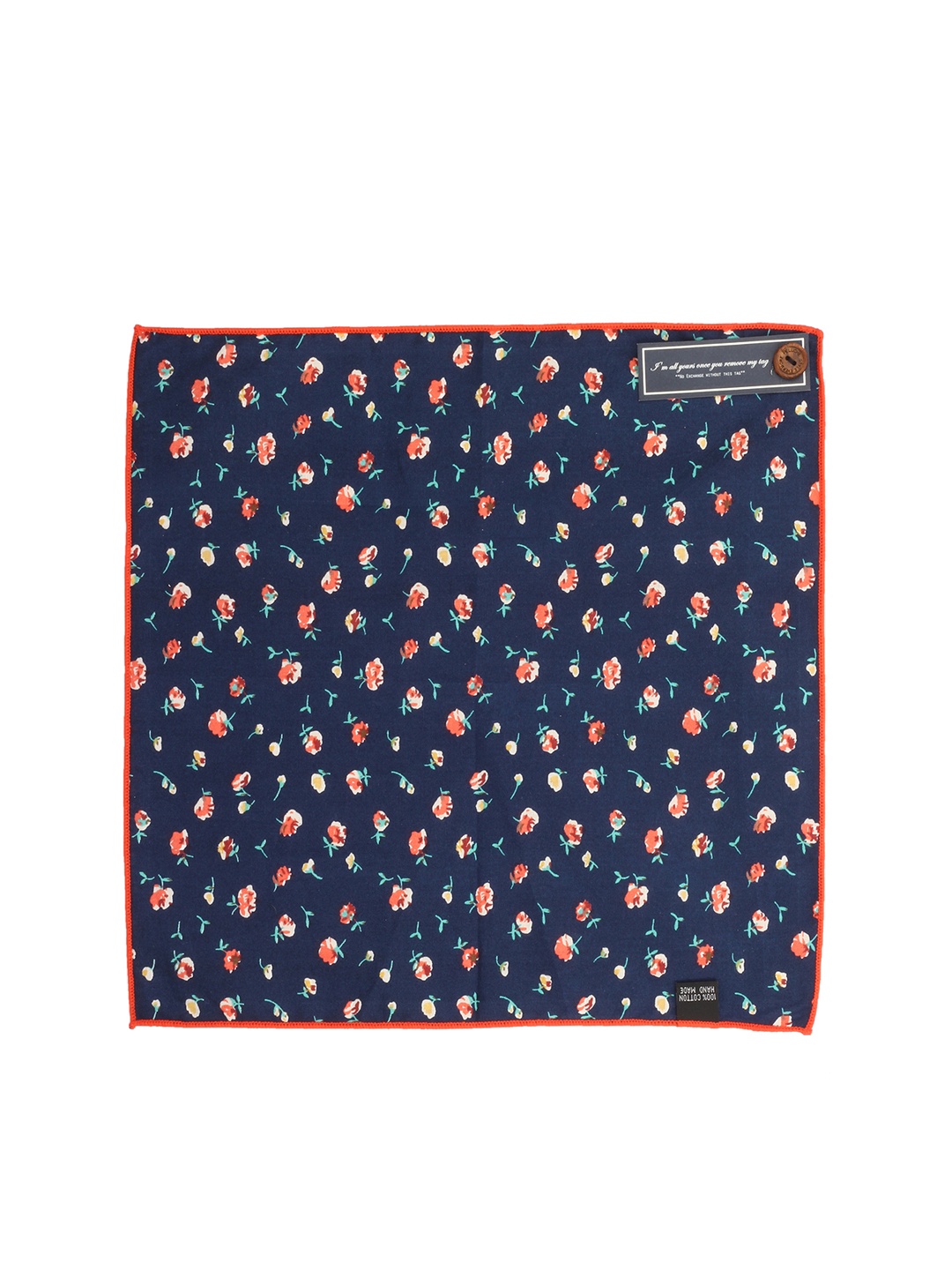 

PELUCHE Men Blue and Peach Printed Pocket Square