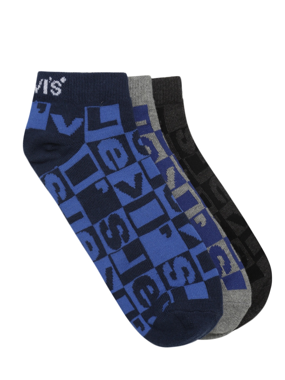 Levis Men Pack of 3 Assorted Ankle-Length Socks