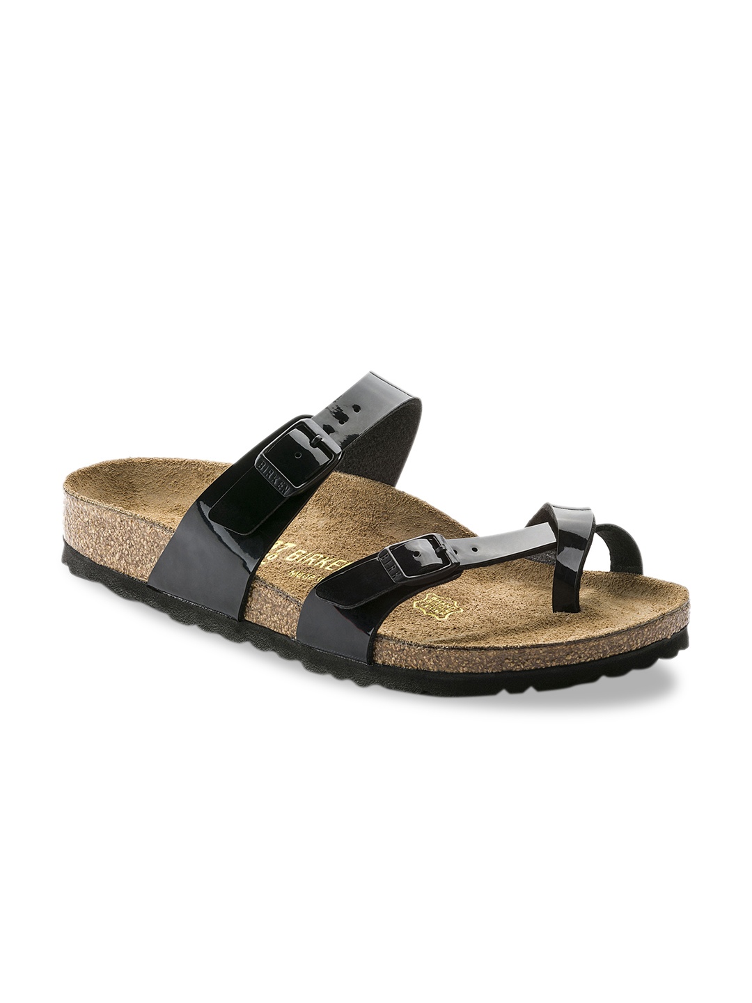 

Birkenstock Mayari Black Patent Regular Width Birko-Flor Patent Thong Sandals