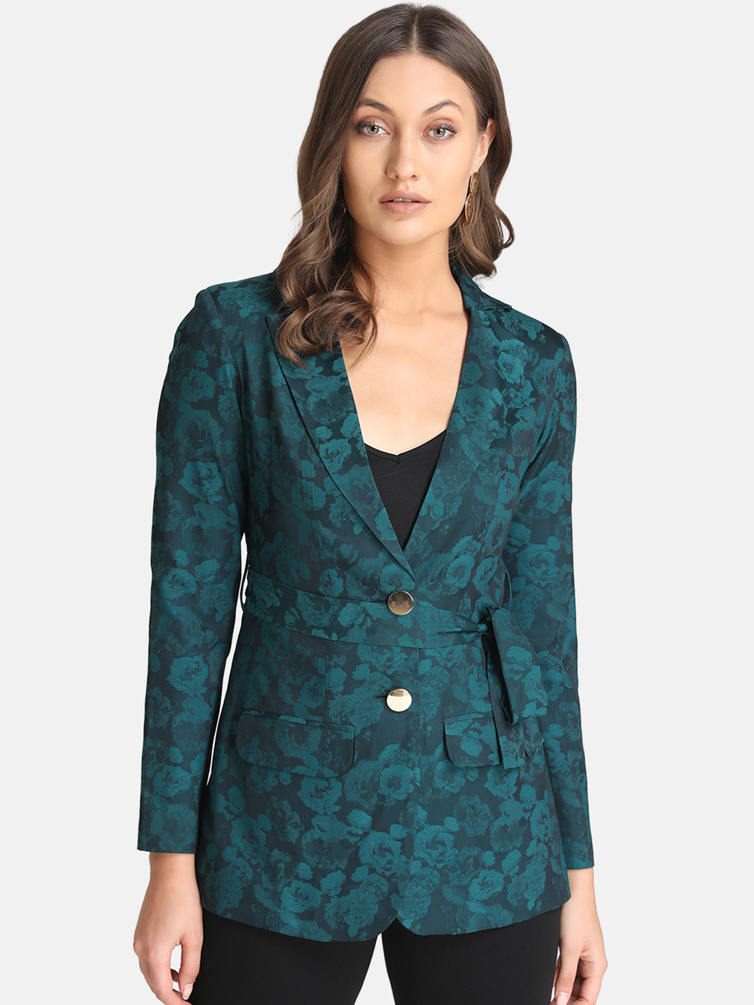 

Kazo Women Green Printed Tailored Jacket