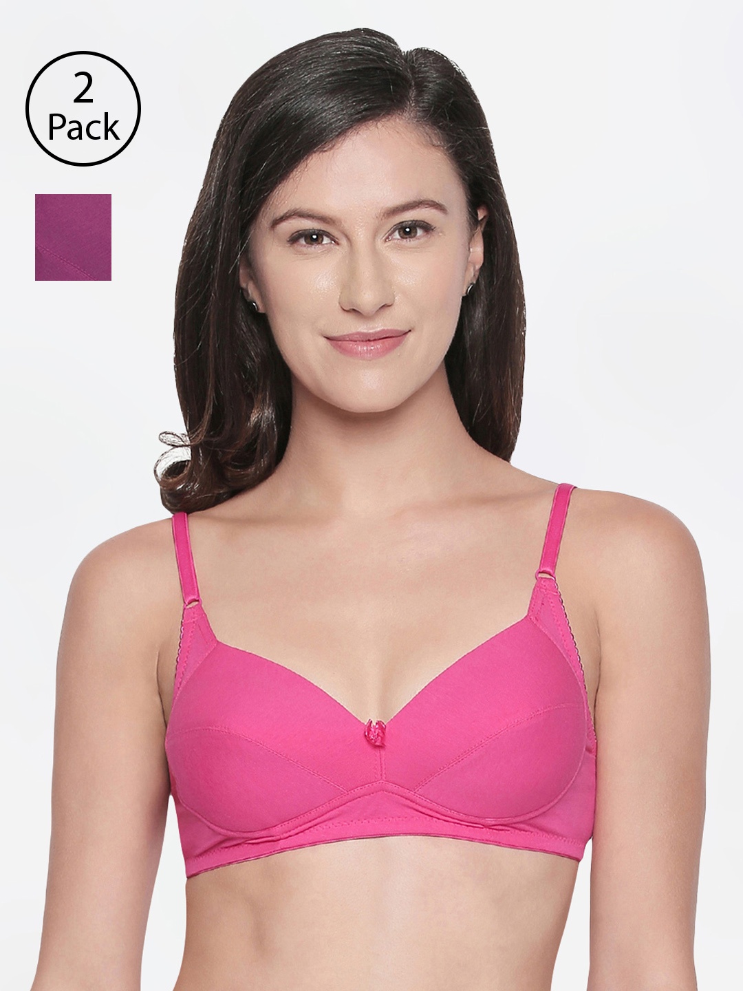 

Bodycare Pack of 2 Solid Non-Wired Padded Everyday Bras 5531FUWI, Fuchsia