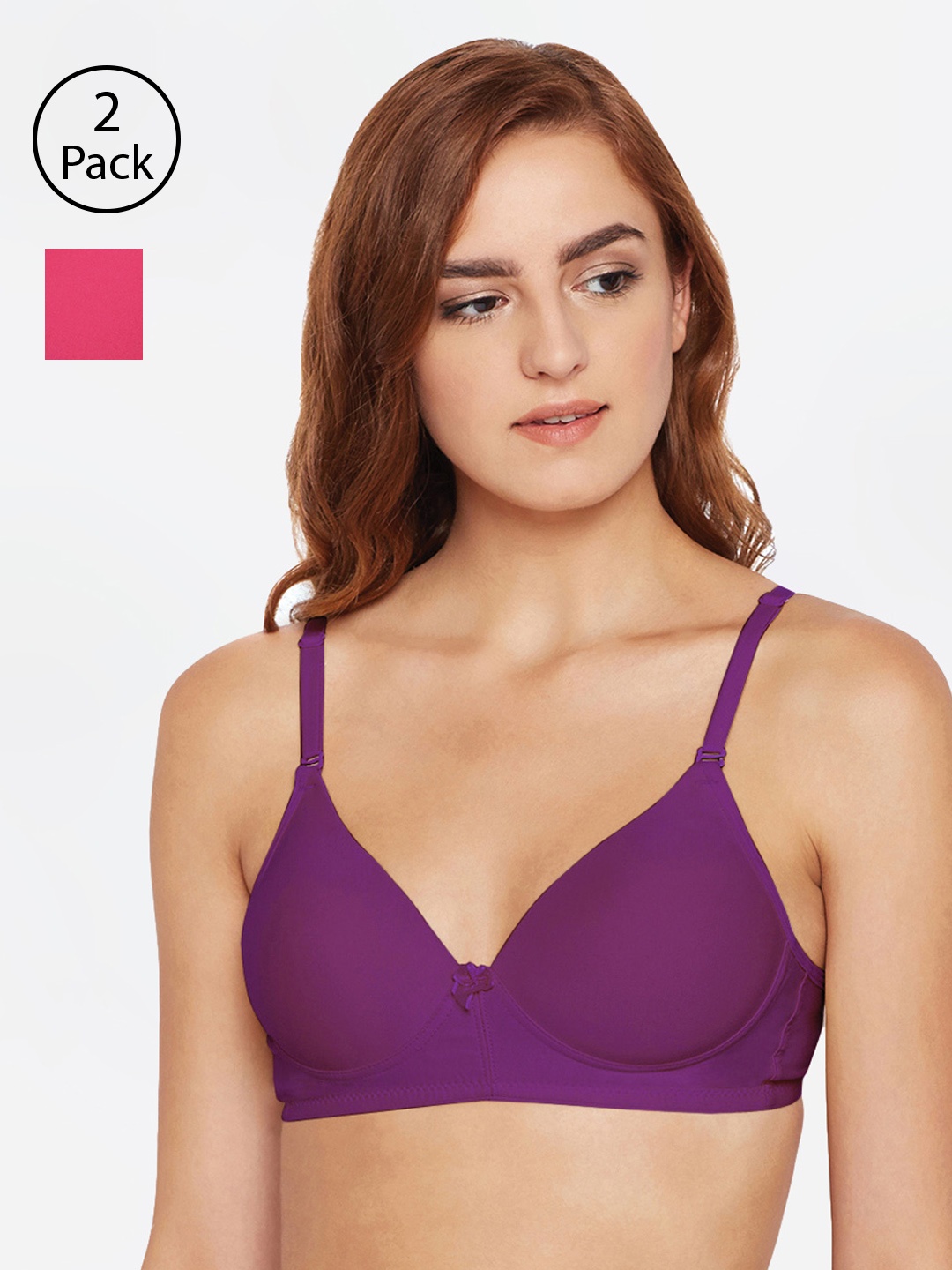 Bodycare Pack of 2 Solid Non-Wired Non Padded Everyday Bras 6566COWI, Coral
