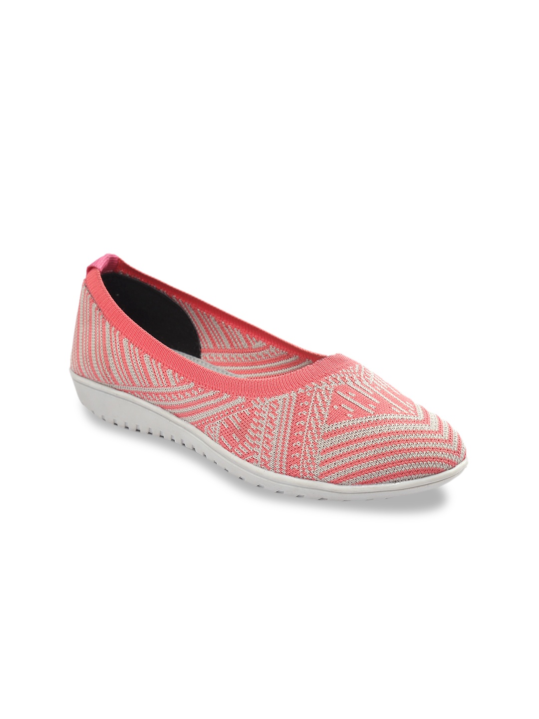 

meriggiare Women Peach-Coloured Woven Design Mesh Ballerinas