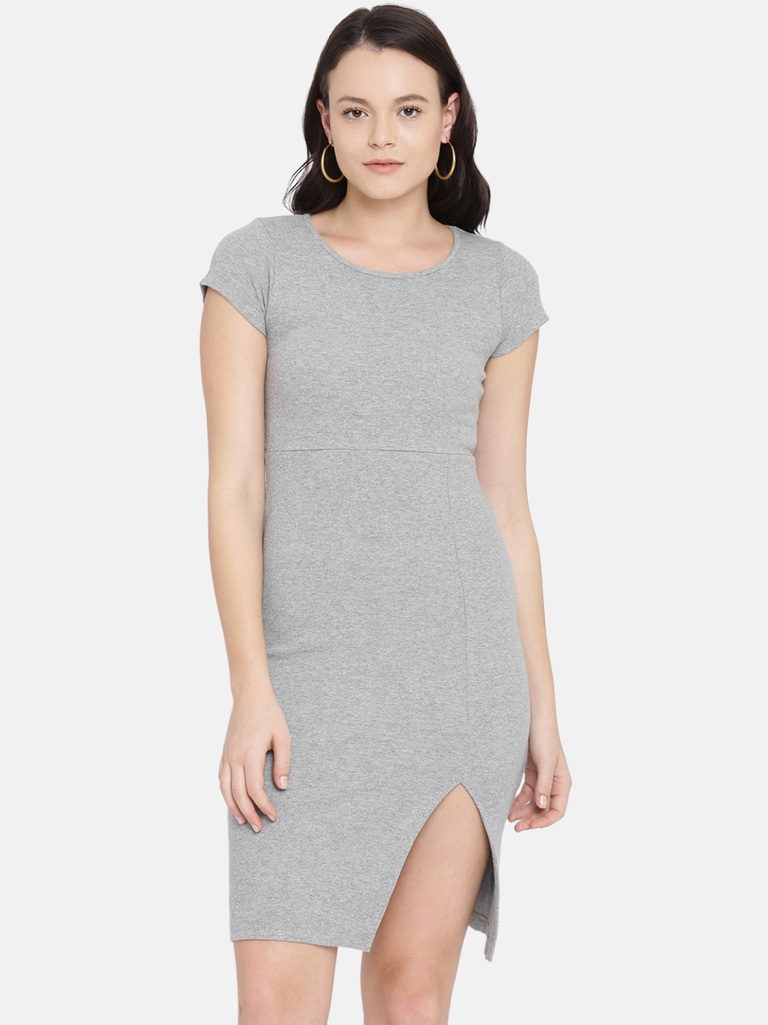 

ISU Women Grey Solid Bodycon Dress