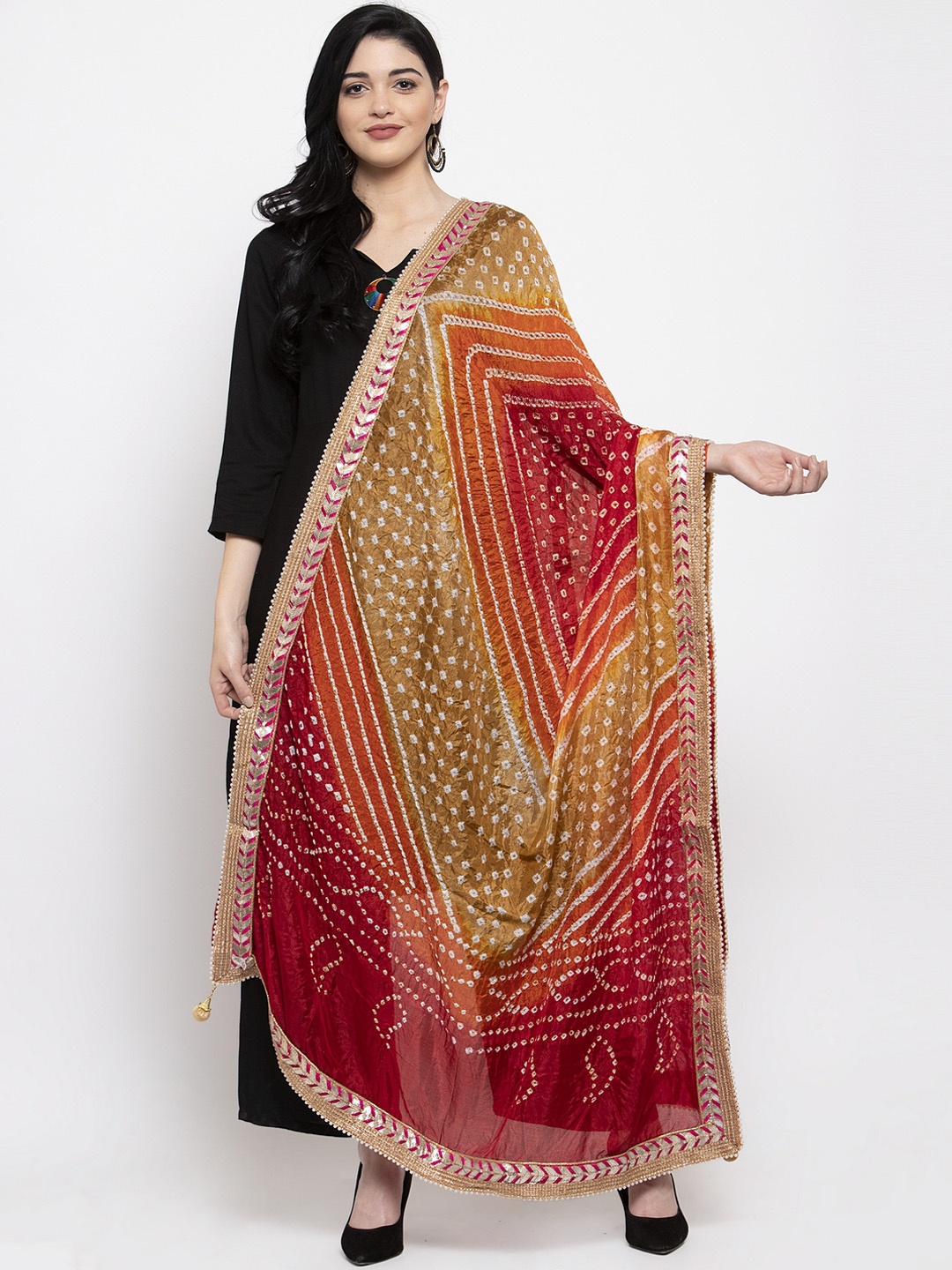 

Clora Creation Multicoloured Bandhani Gotta Patti Dupatta, Multi