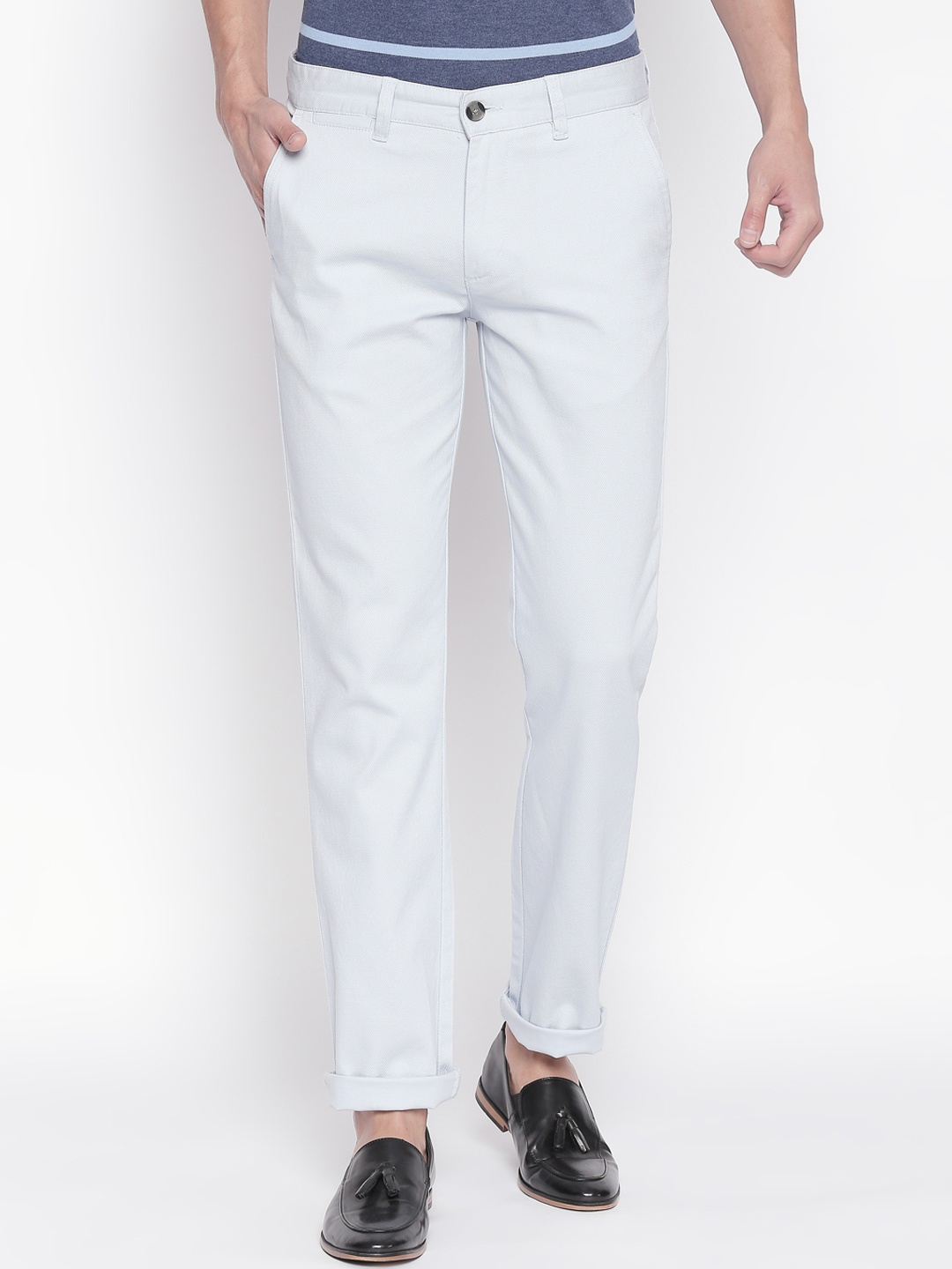 

BYFORD by Pantaloons Men Grey Slim Fit Solid Regular Trousers