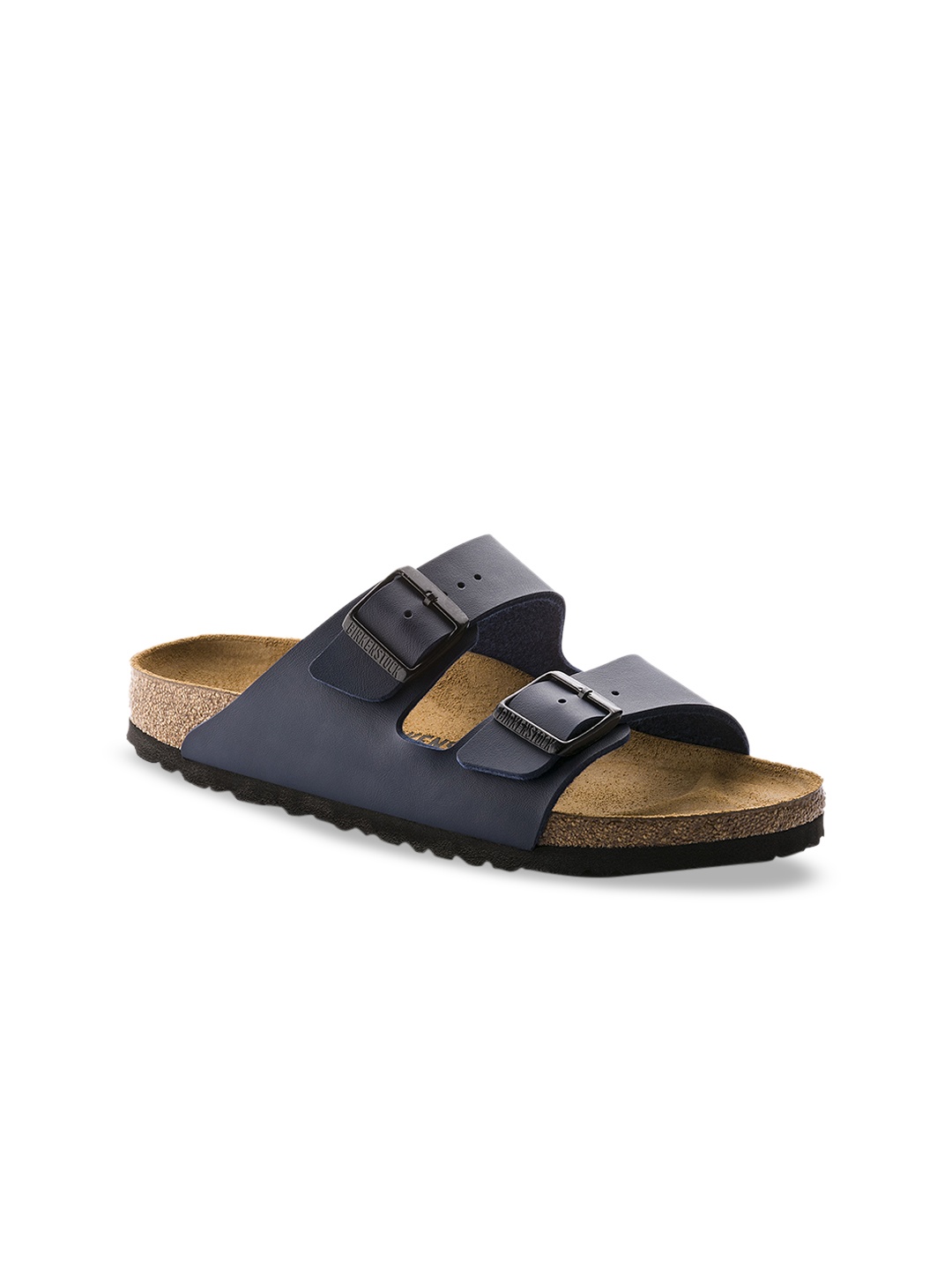 

Birkenstock Arizona Blue Narrow Width Birko-Flor Two-Strap Sandals, Navy blue