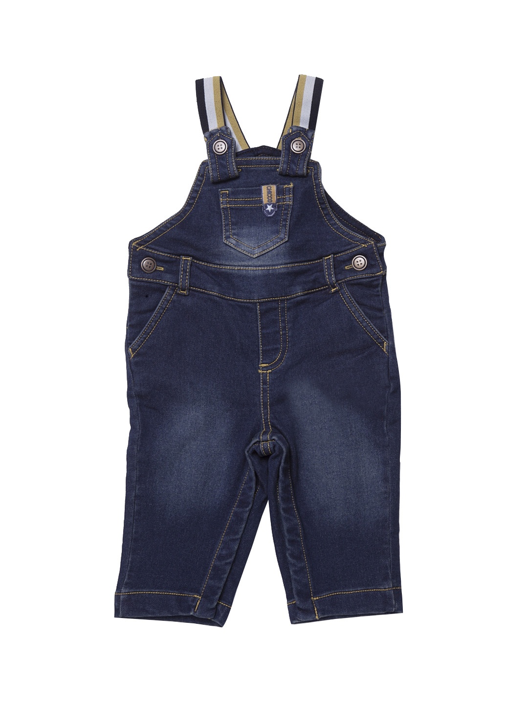 

Chicco Infant Boys Blue Solid Straight-Leg Denim Dungaree
