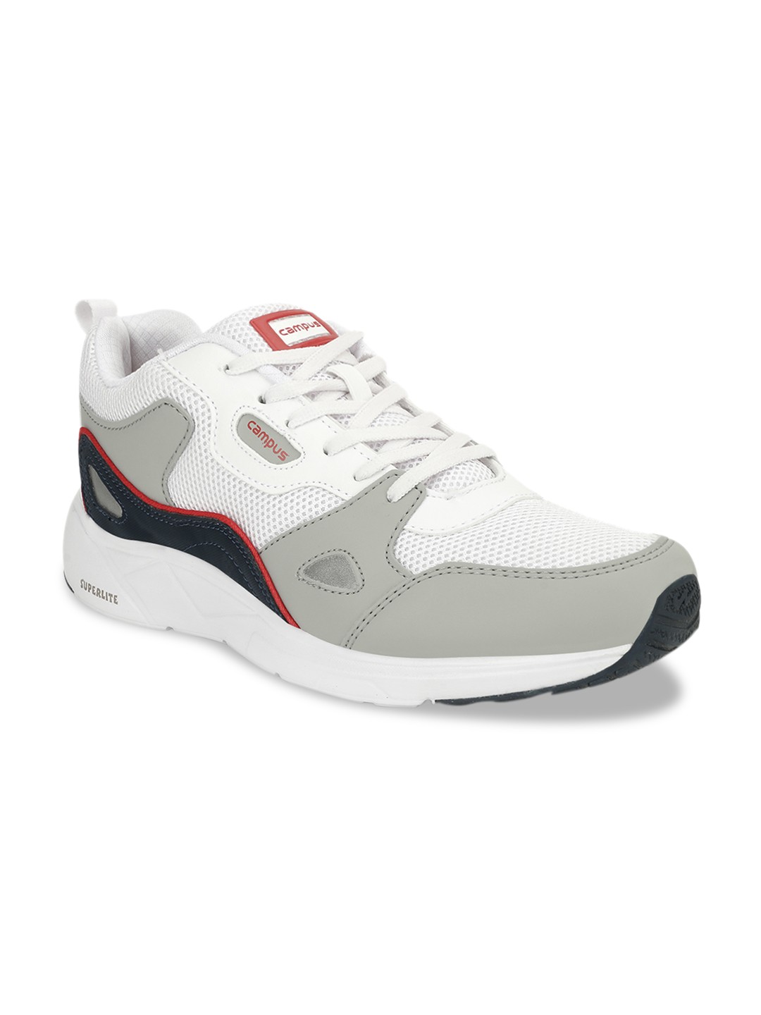 

Campus Men White & Grey Colourblocked Running Shoes