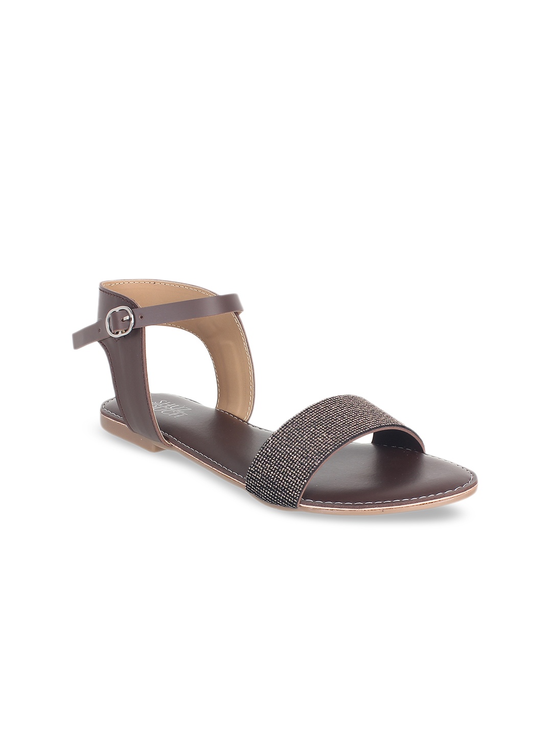 

SHUZ TOUCH Women Brown & Grey Colourblocked Open Toe Flats