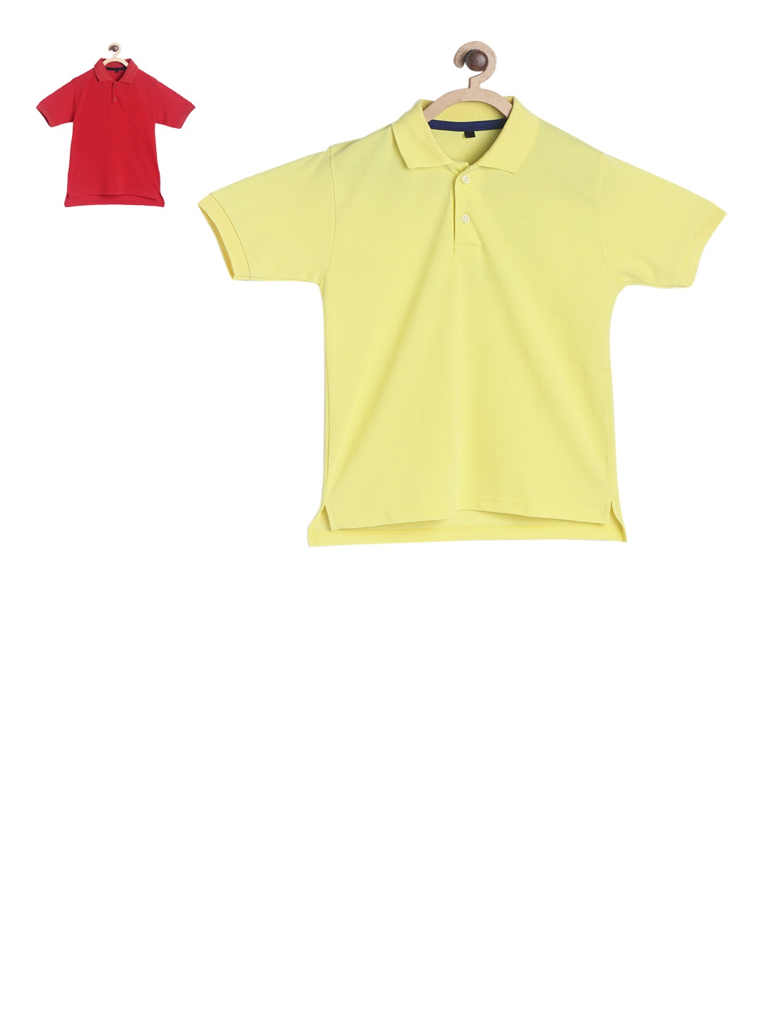 

TINY HUG Boys Pack Of 2 Assorted Solid Polo Collar T-shirt