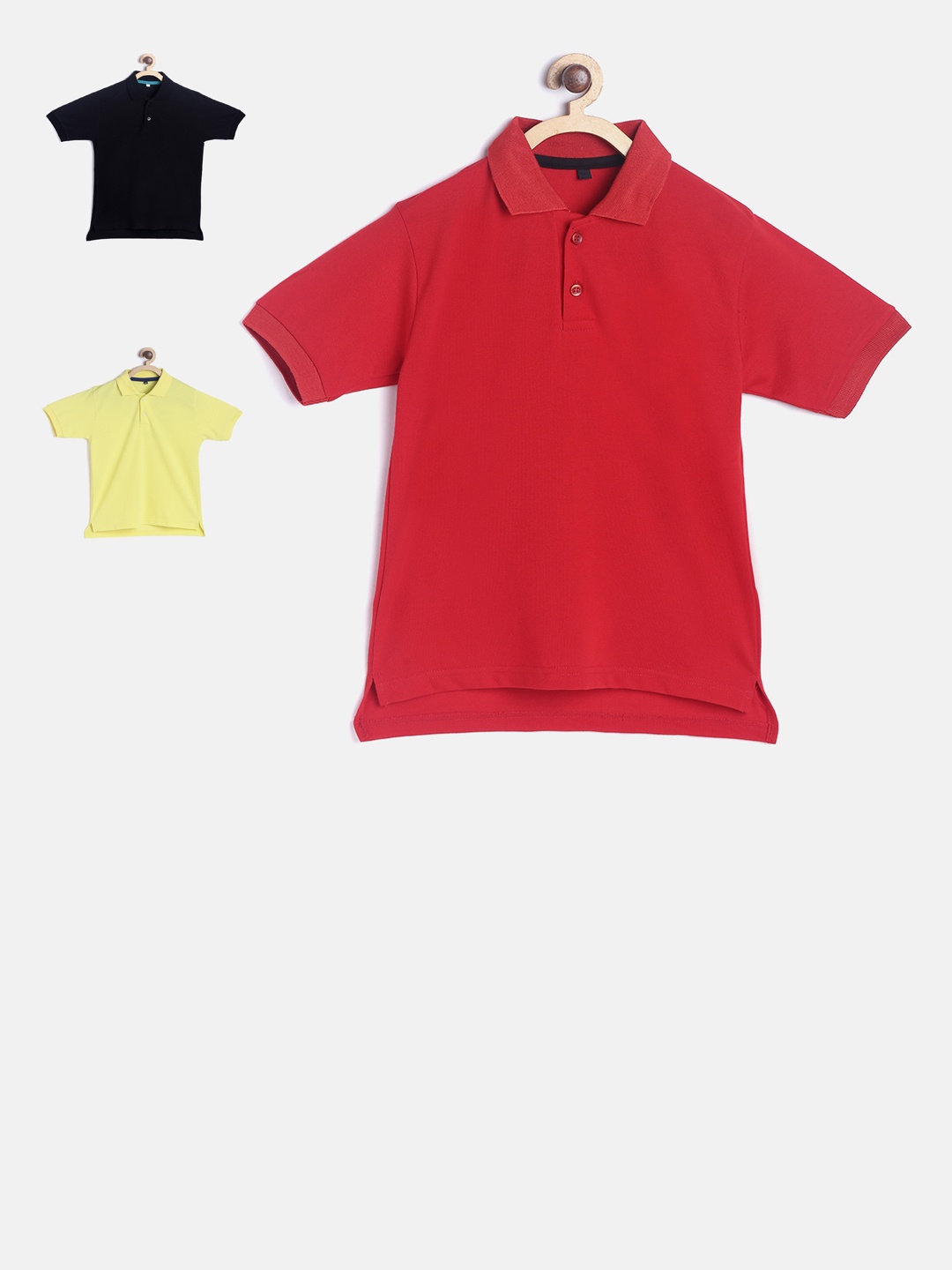 

TINY HUG Boys Pack Of 3 Assorted Solid Polo Collar T-shirt