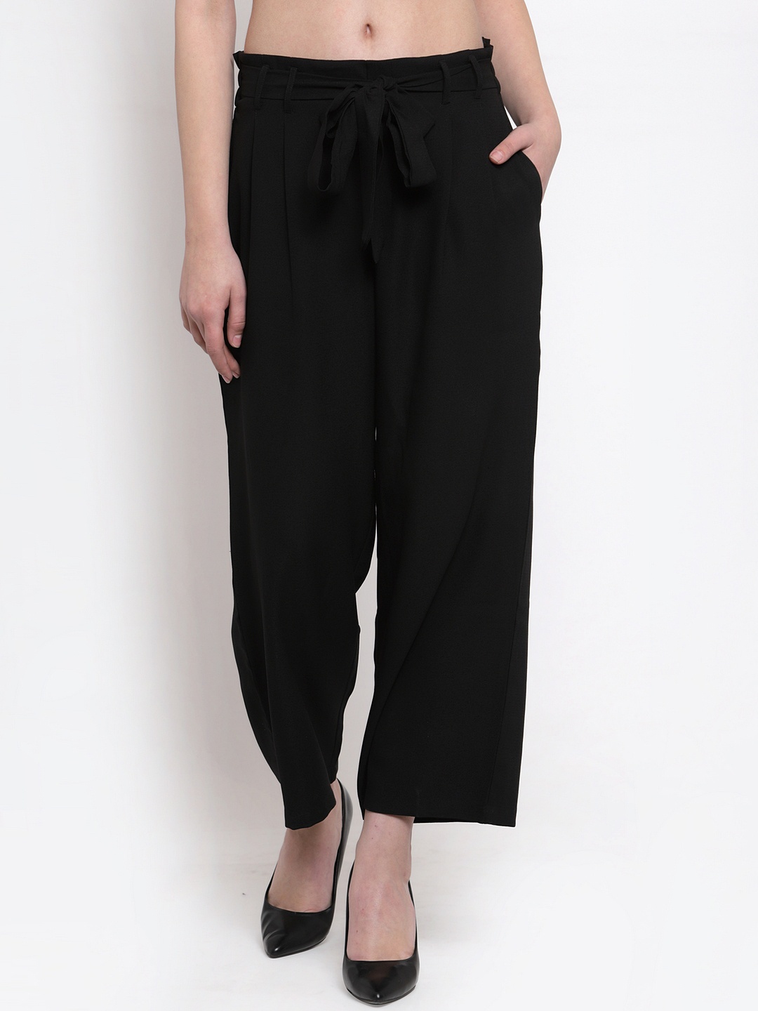 

Gipsy Women Black Loose Fit Solid Parallel Trousers