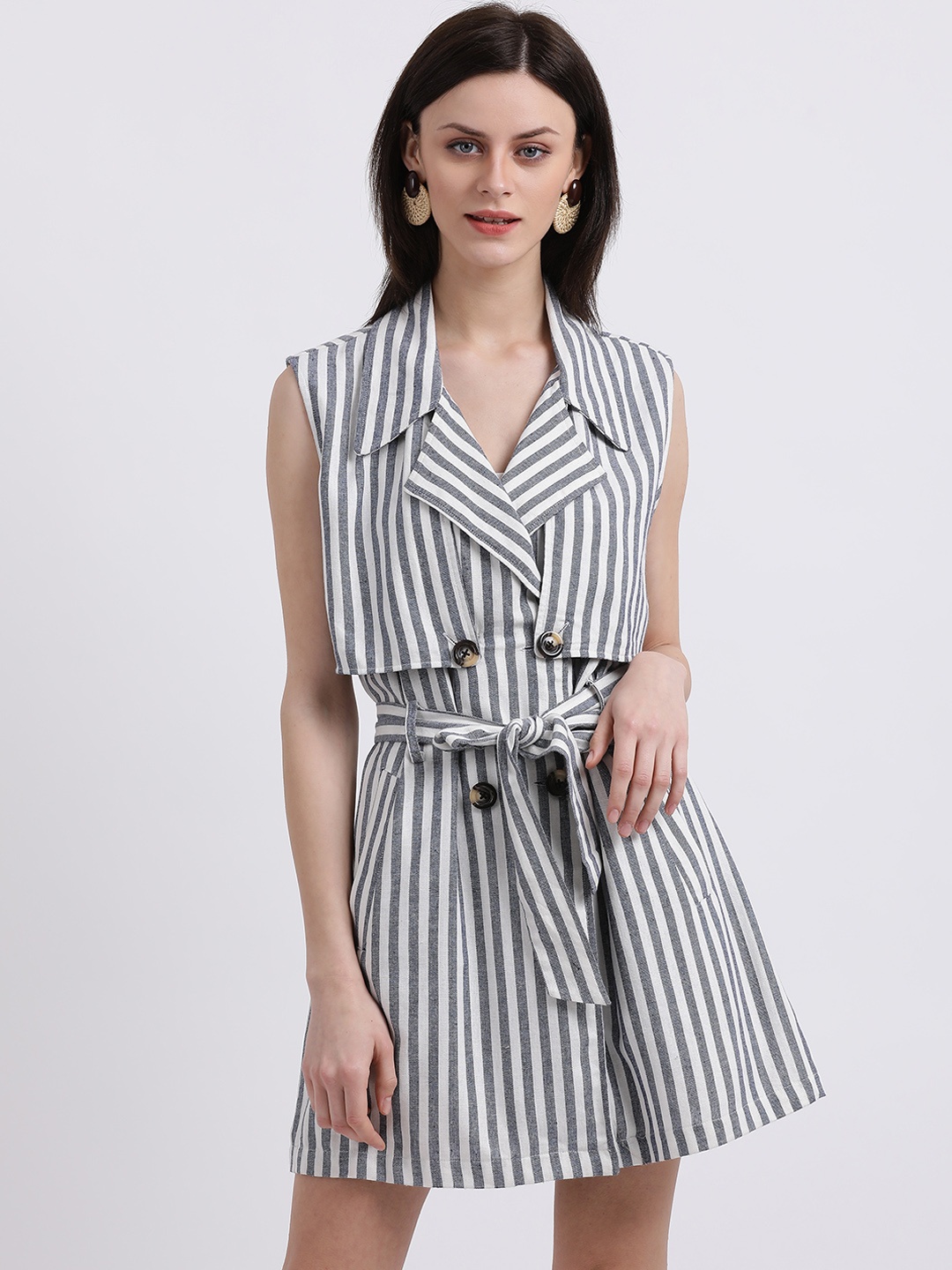 

Zink London Women White Striped Shirt Dress