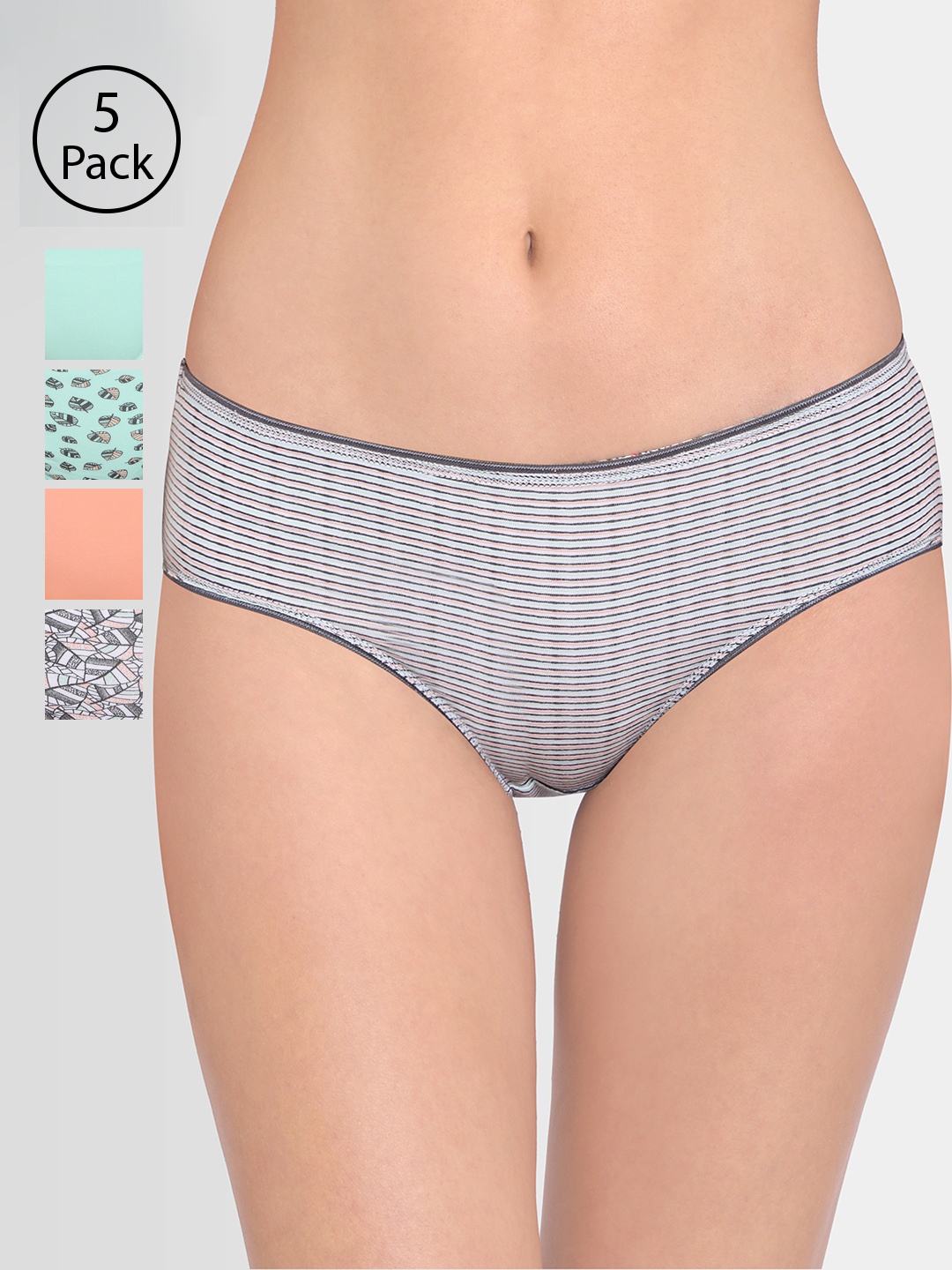 

Red Rose Women Pack of 5 Assorted Hipster Briefs 5Combono9