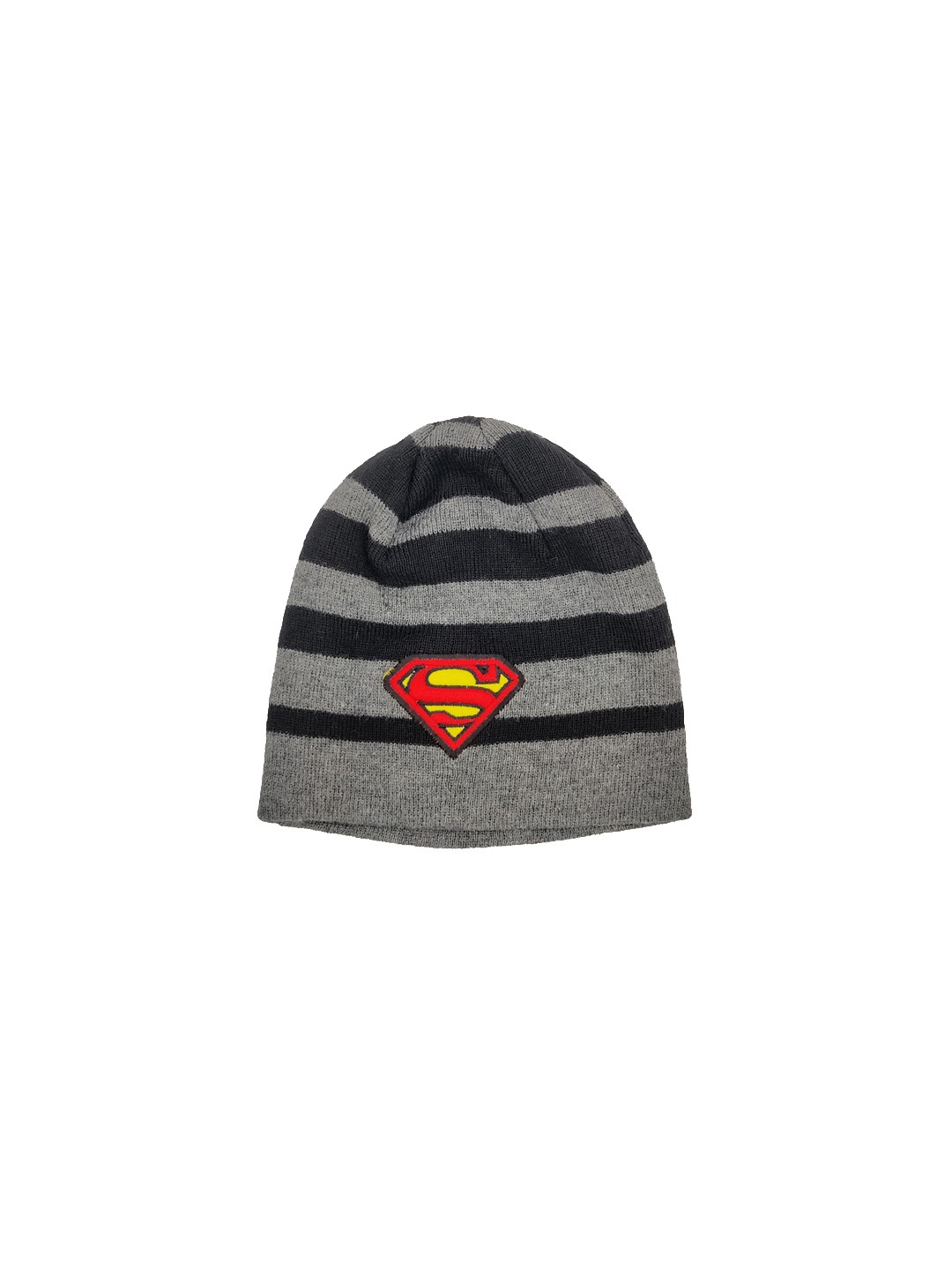 

Kids Ville Boys Grey & Black Striped Superman Beanie