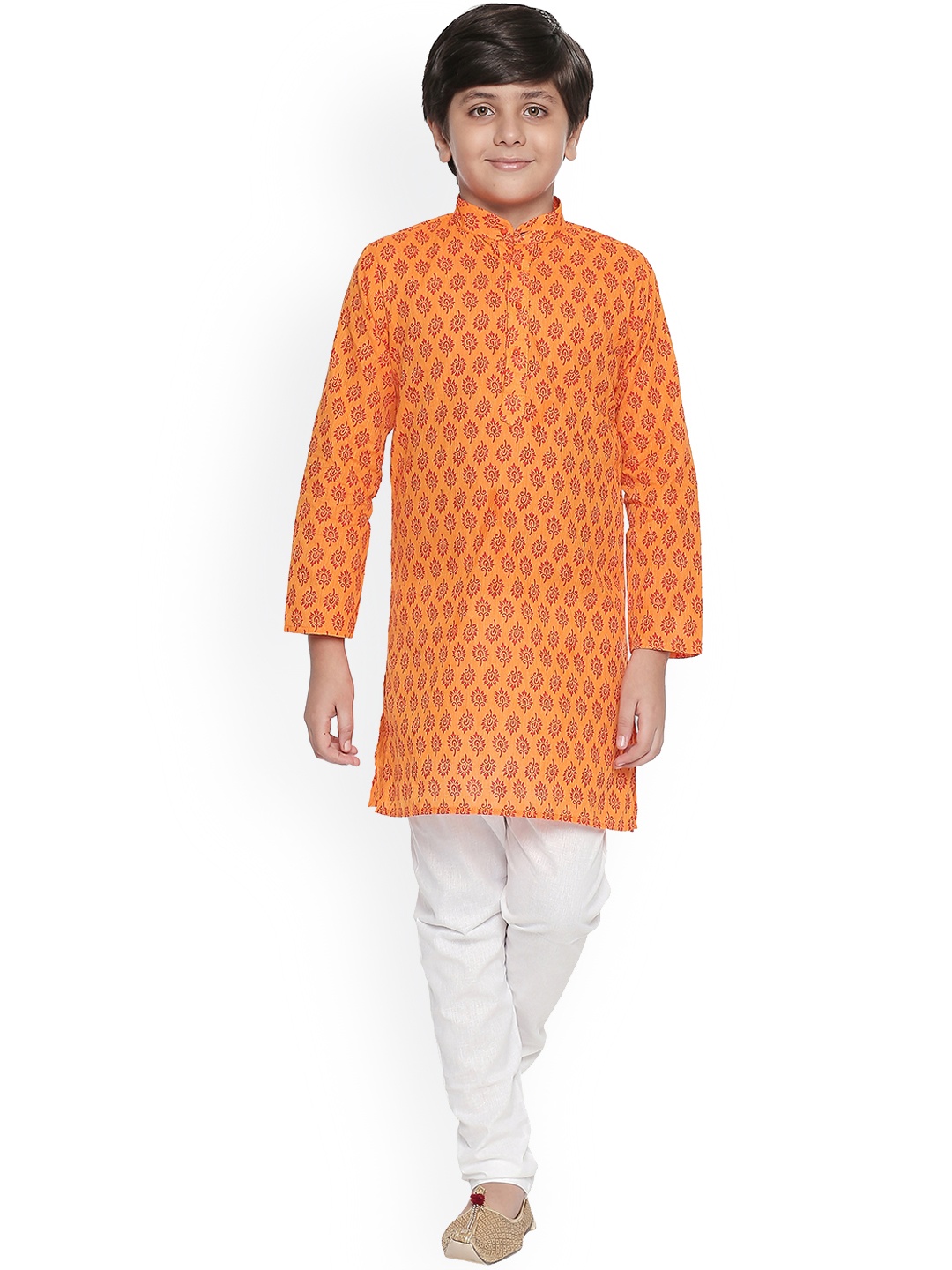 

Jeetethnics Boys Orange & Yellow Printed Kurta with Pyjamas