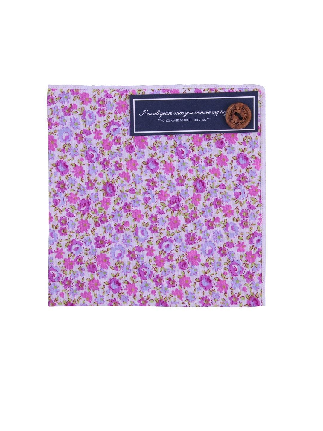 

PELUCHE Men White & Pink Floral Print Pocket Square