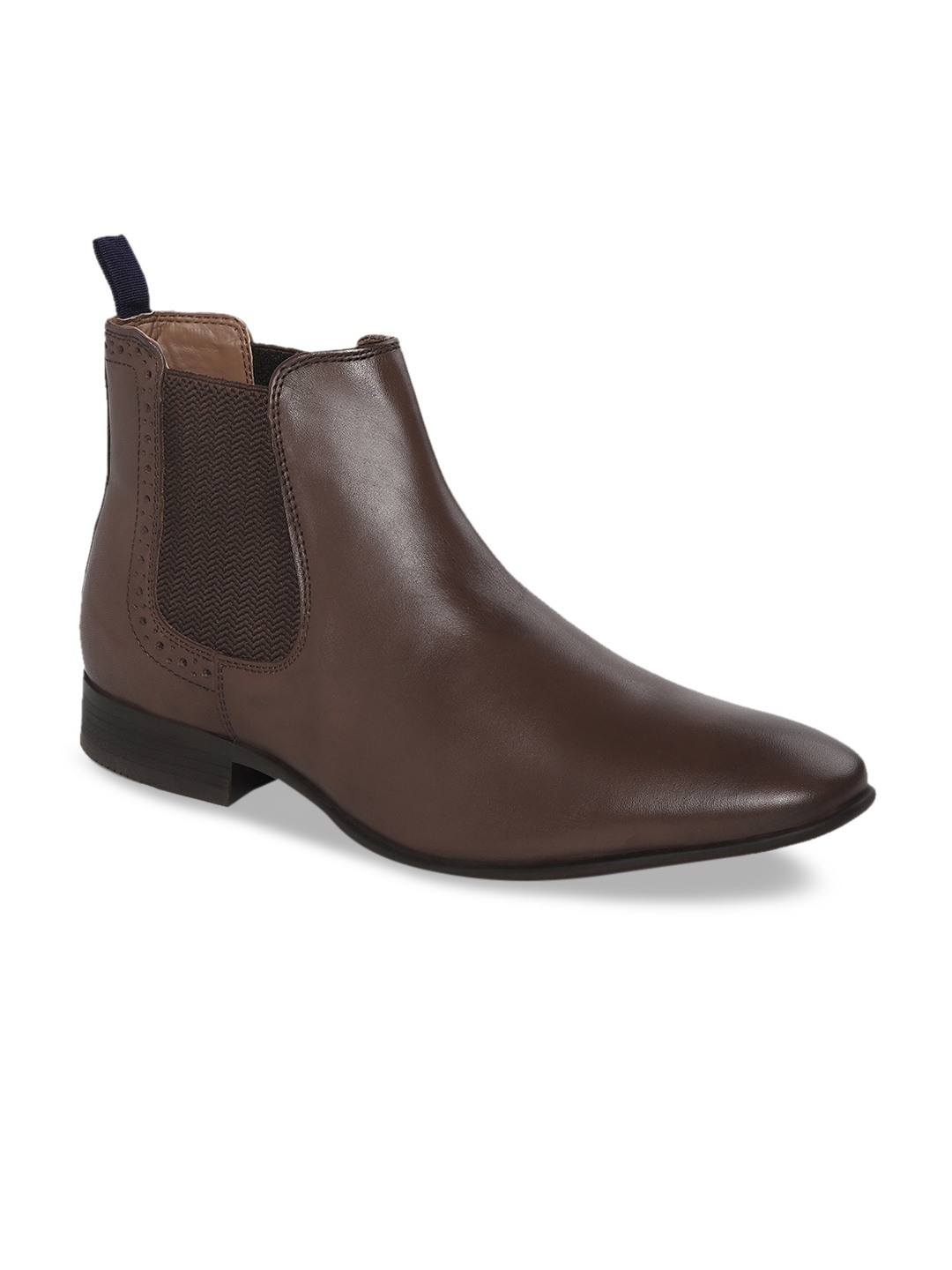 

Red Tape Men Brown Solid Leather Mid-Top Flat Boots