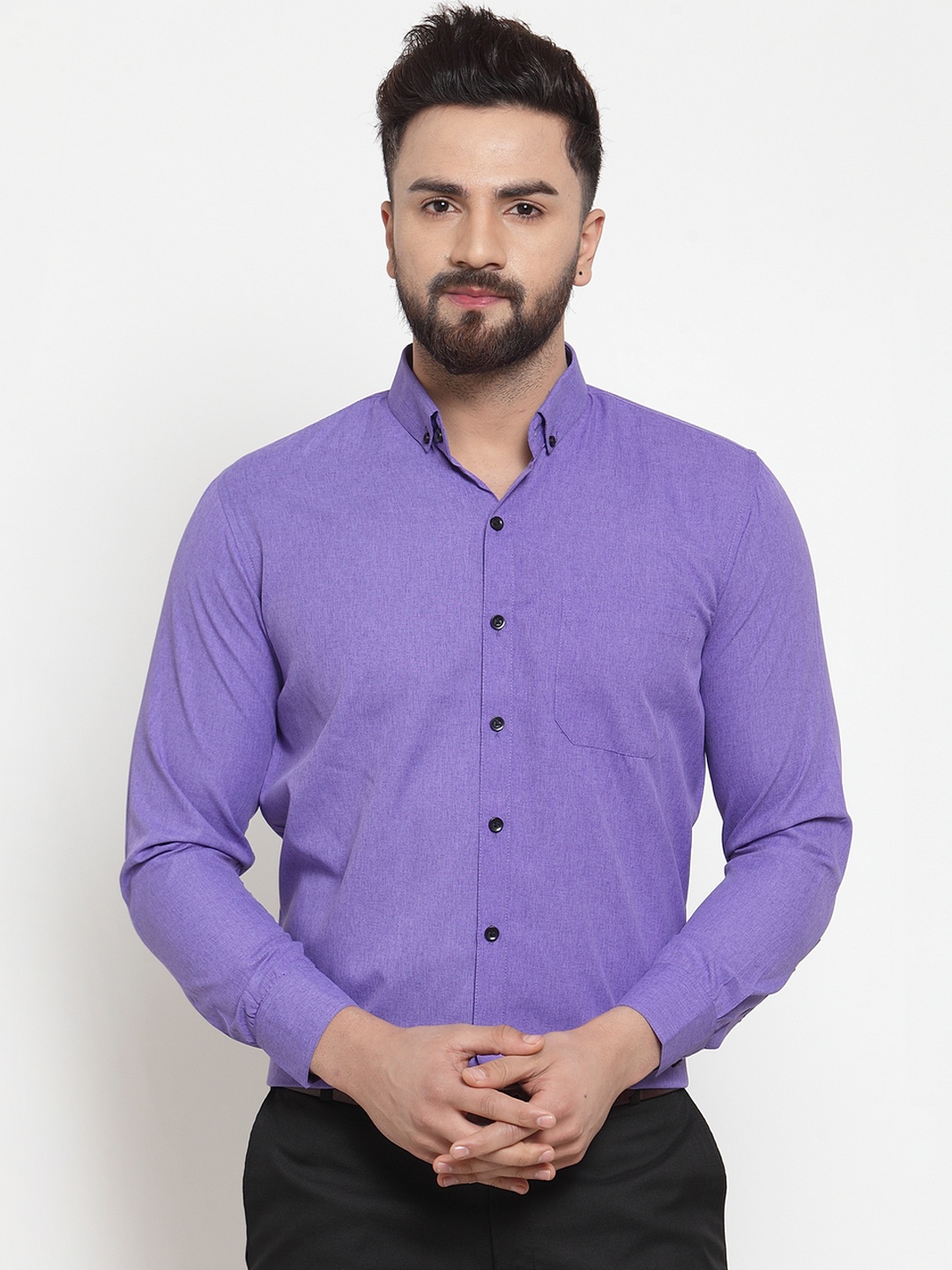 JAINISH Men Purple Classic Regular Fit Solid Formal Shirt