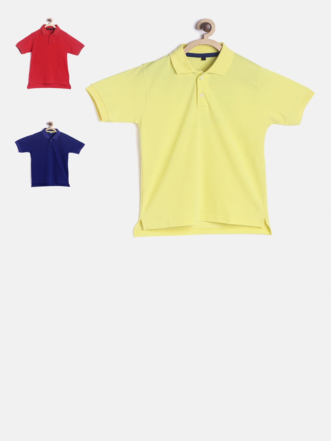 

TINY HUG Boys Pack Of 3 Assorted Solid Polo Collar T-shirt