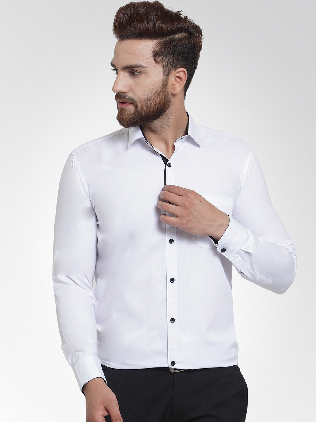 JAINISH Men White Classic Regular Fit Solid Formal Shirt