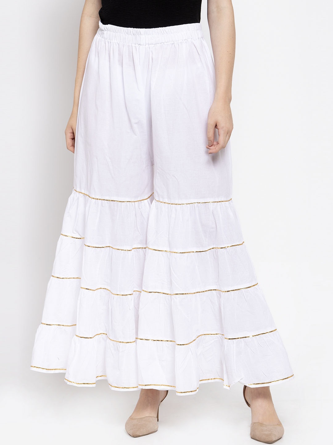 

Clora Creation Women White Solid Flared Sharara