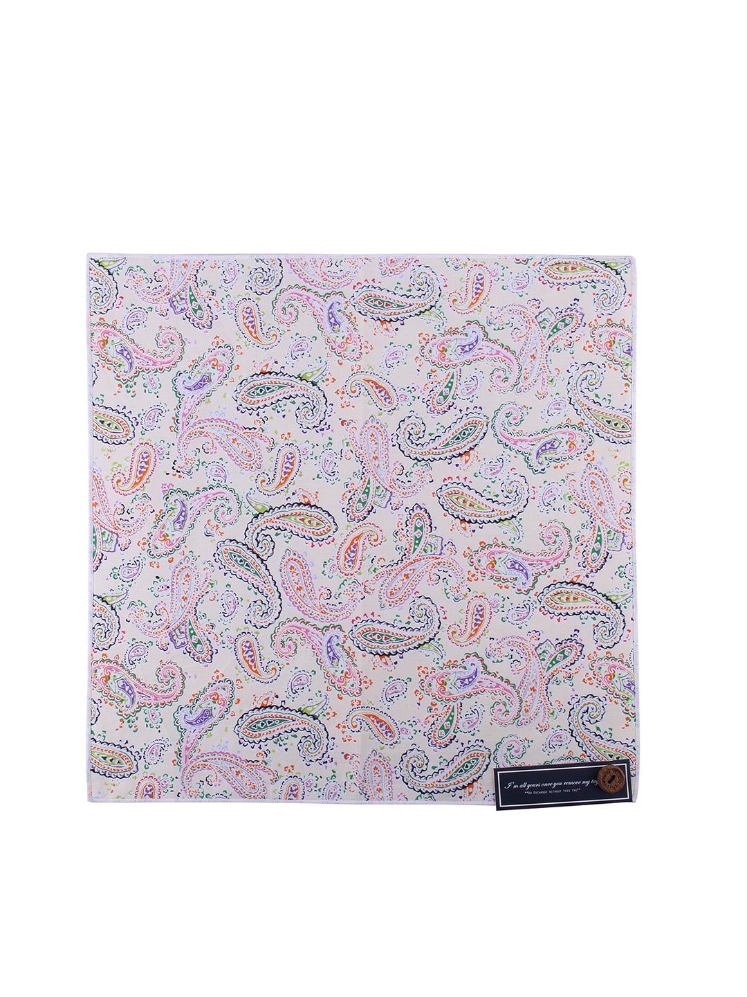 

PELUCHE Men White & Pink Paisley Print Pocket Square