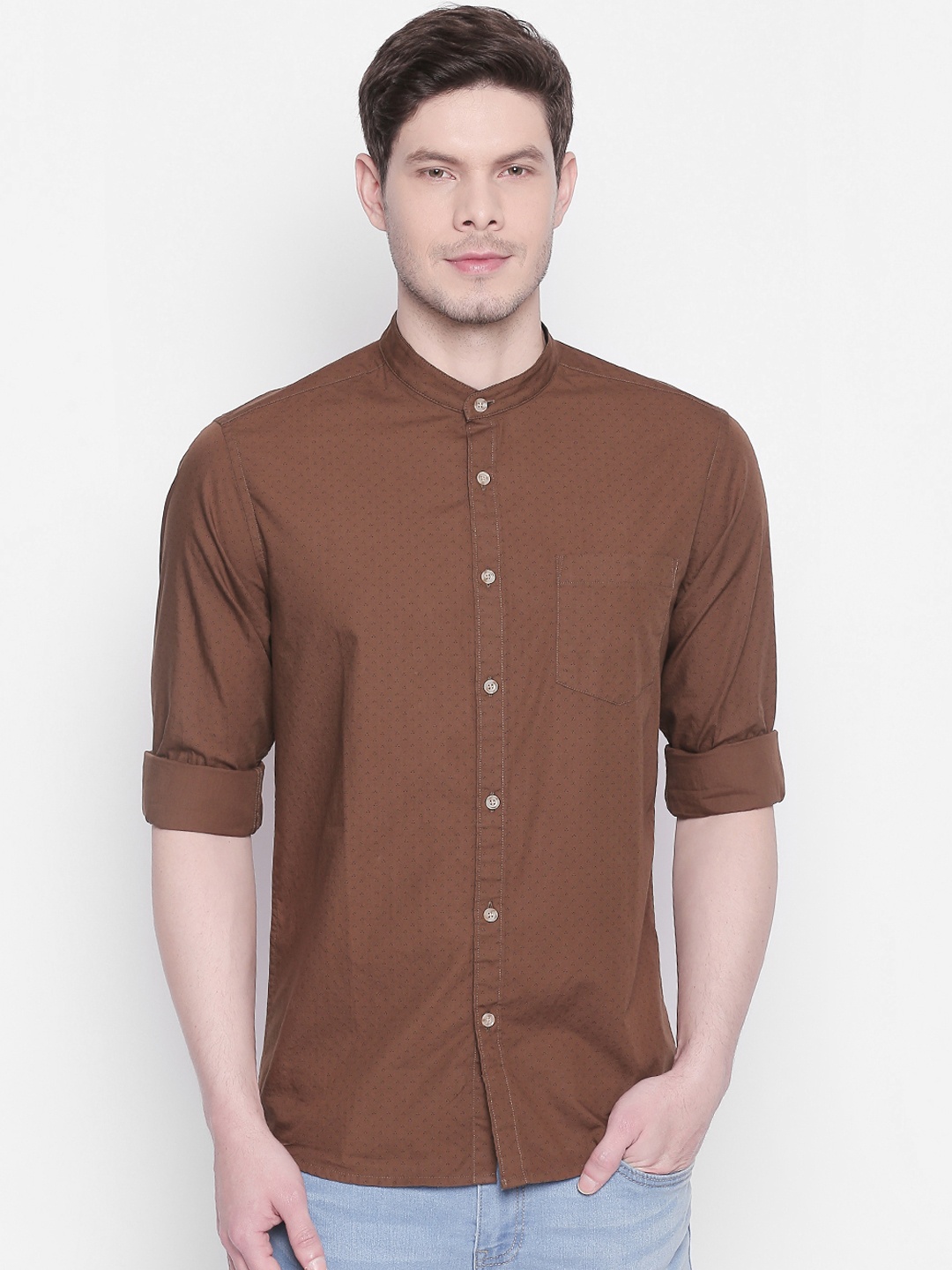 

BYFORD by Pantaloons Men Brown Slim Fit Printed Casual Shirt